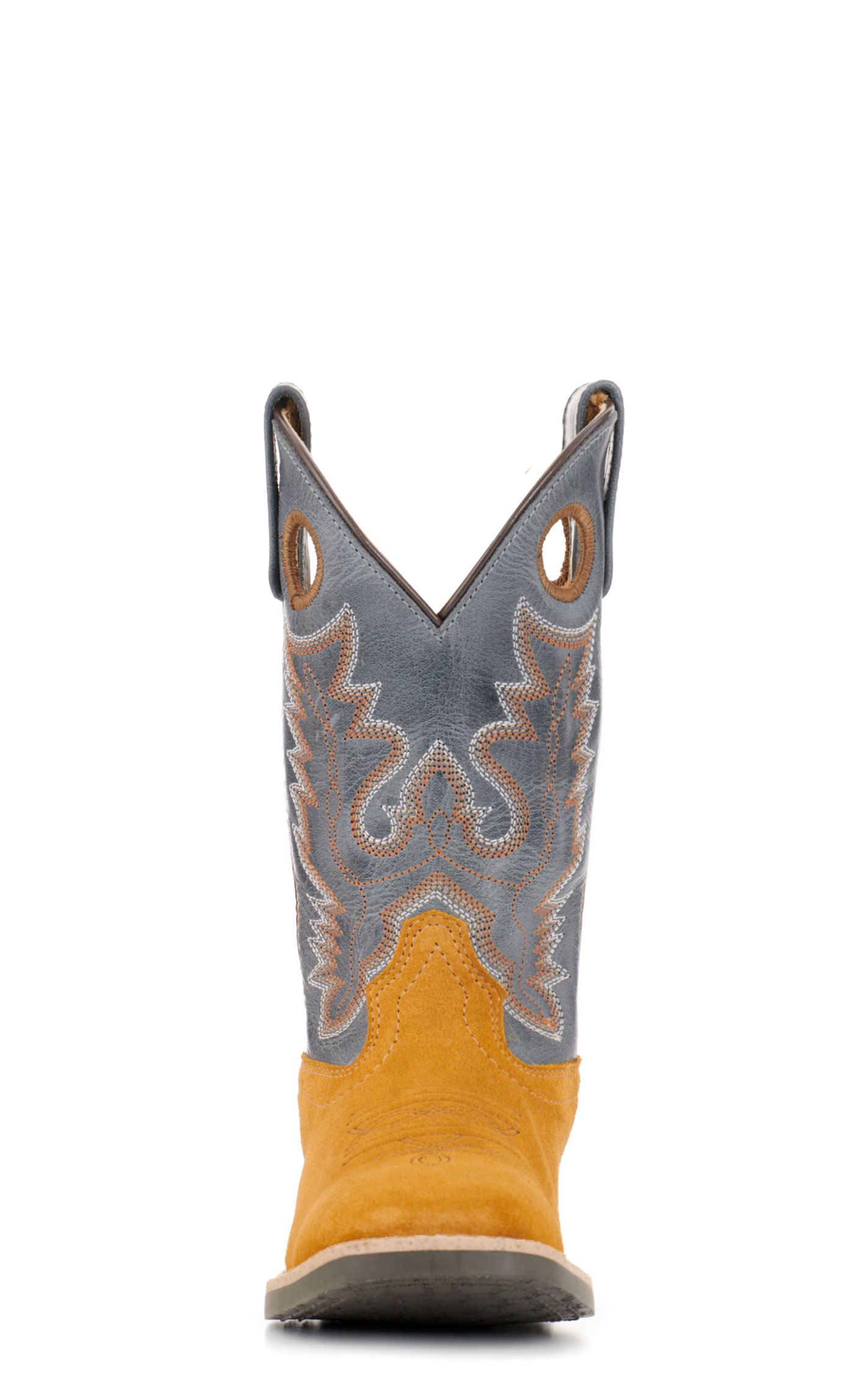 Smoky Mountain Kids' Tex Camel Roughout and Light Navy Wide Square Toe Cowboy Boots - Image 1