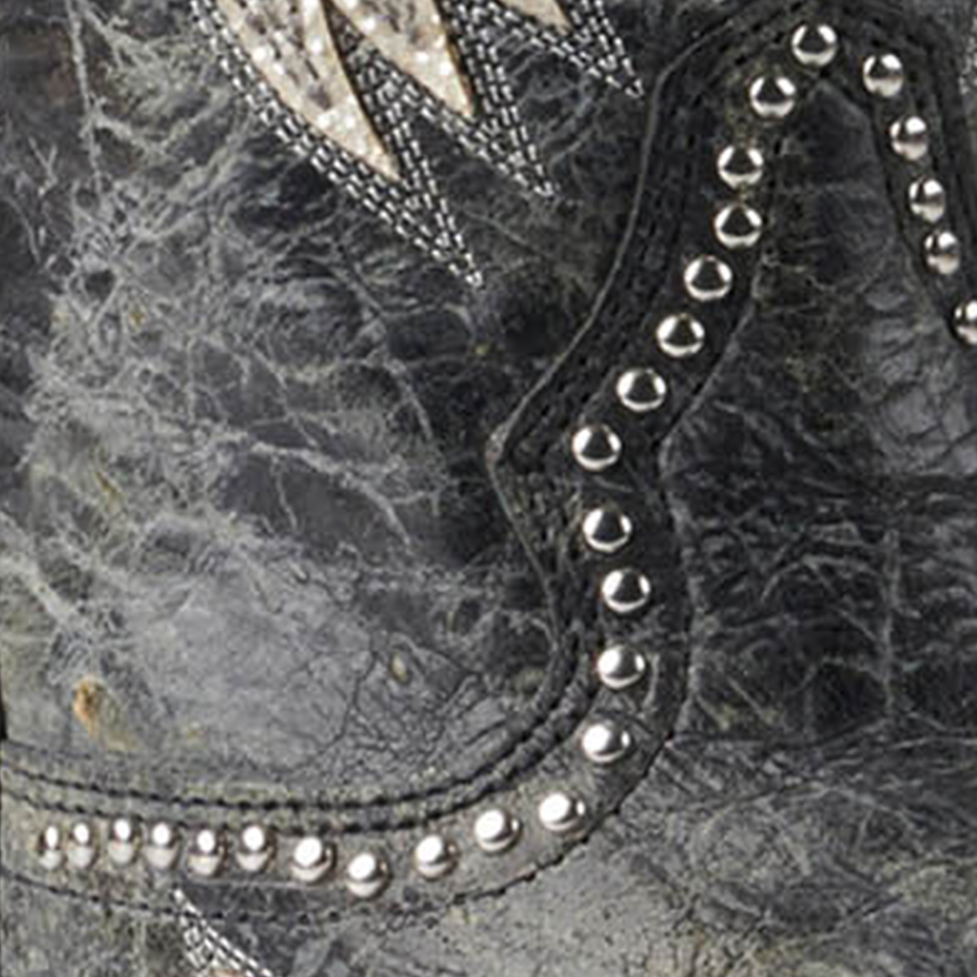 Corral Women's Distressed Black with Cross & Wings Square Toe Cowboy Boots - Image 1