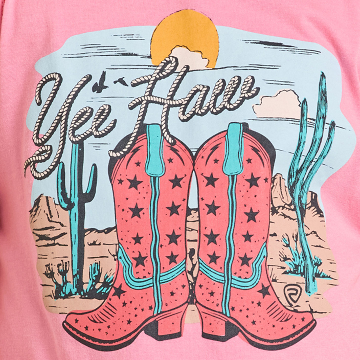 Rock & Roll Denim Girl's Pink Yee Haw Graphic Tank Top - Image 1