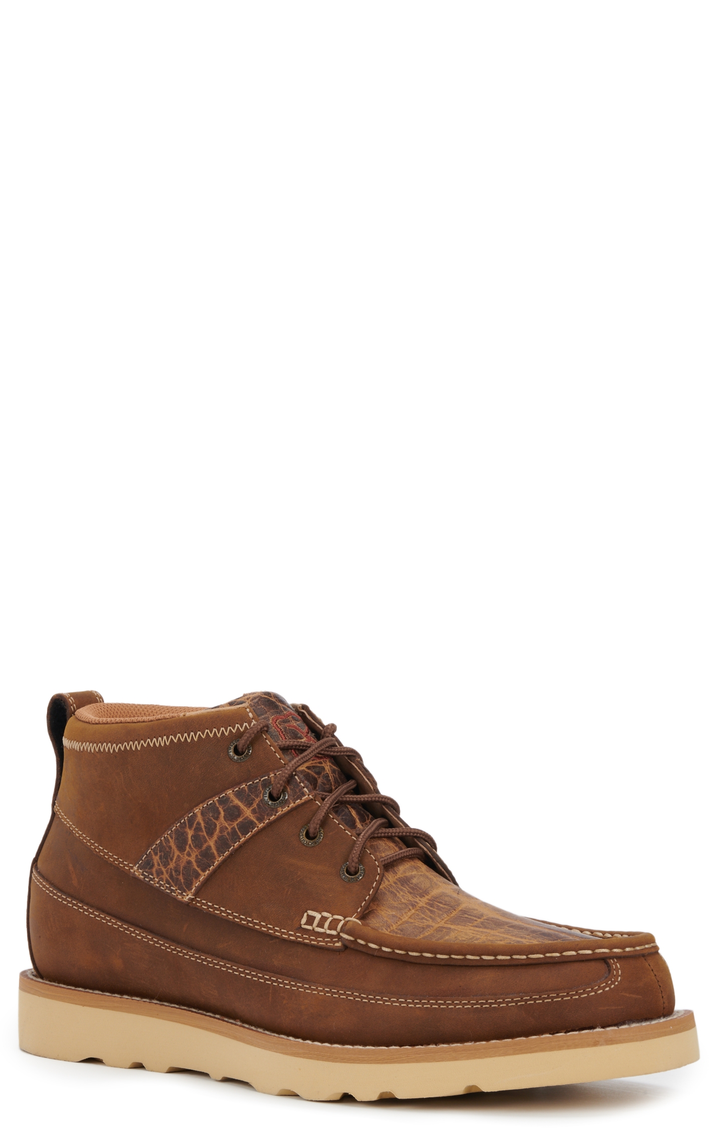 Twisted X Men's Distressed Saddle Brown and Cognac CellSole Wedge Lace Up Casual Shoe - Image 1