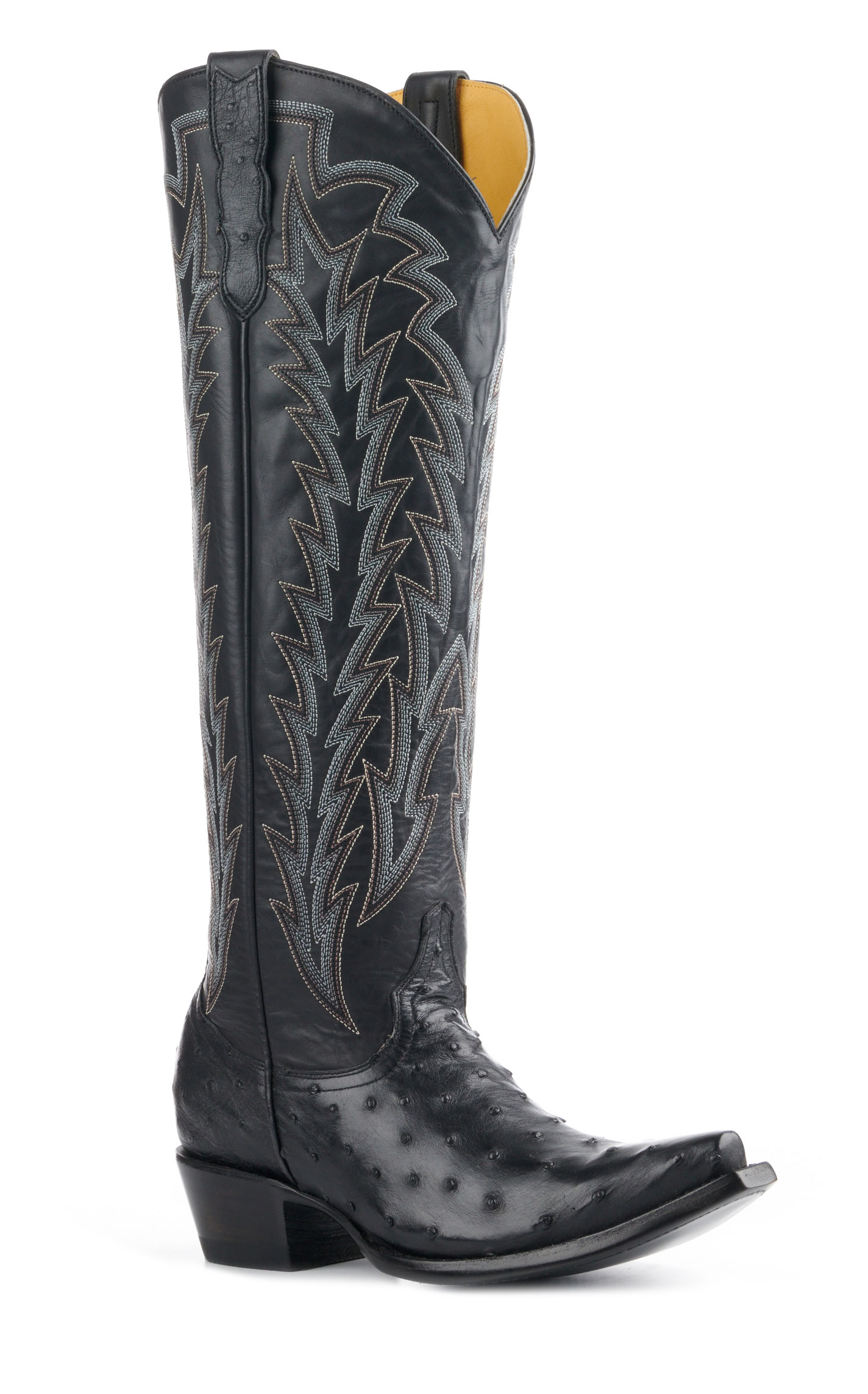 JRC & Sons Women’s Jacqueline Black Full Quill Ostrich Snip Toe Tall Cowboy Boots - Image 1