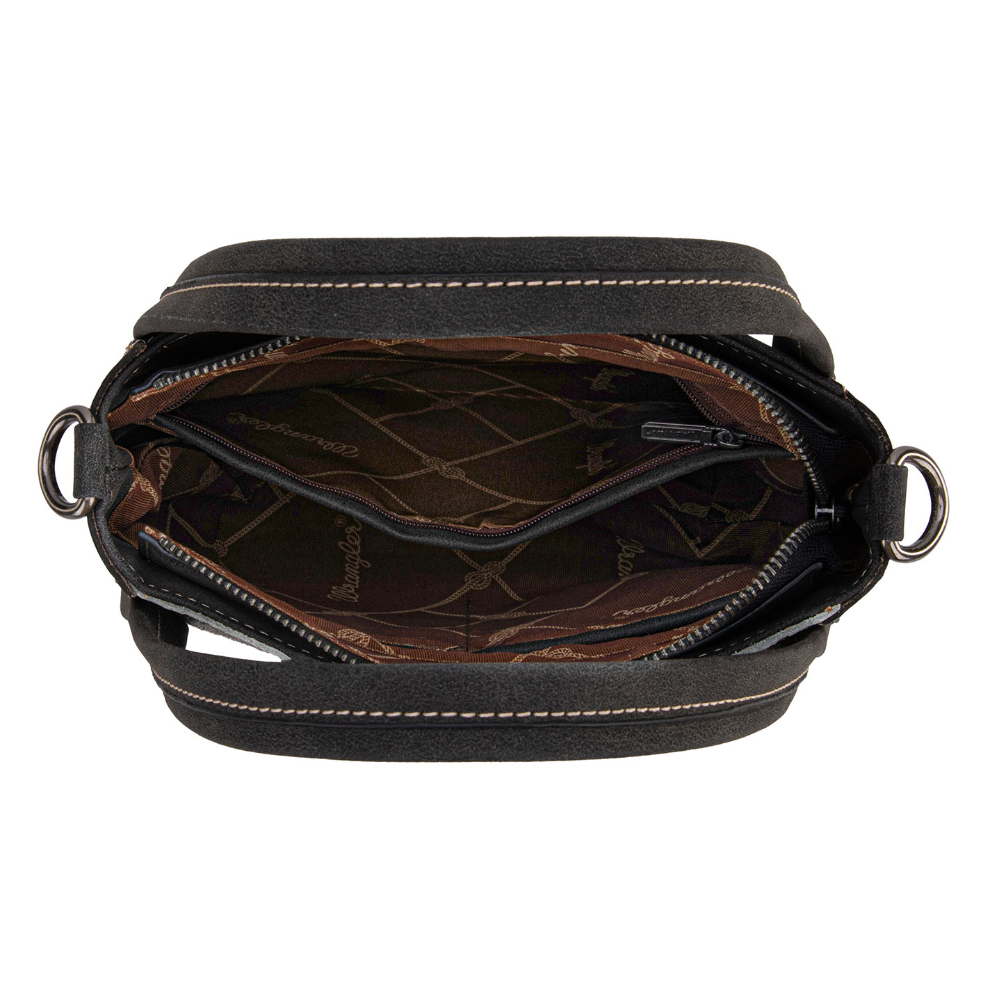 Wrangler Black & White Hair on Hide Crossbody Bag - Image 1