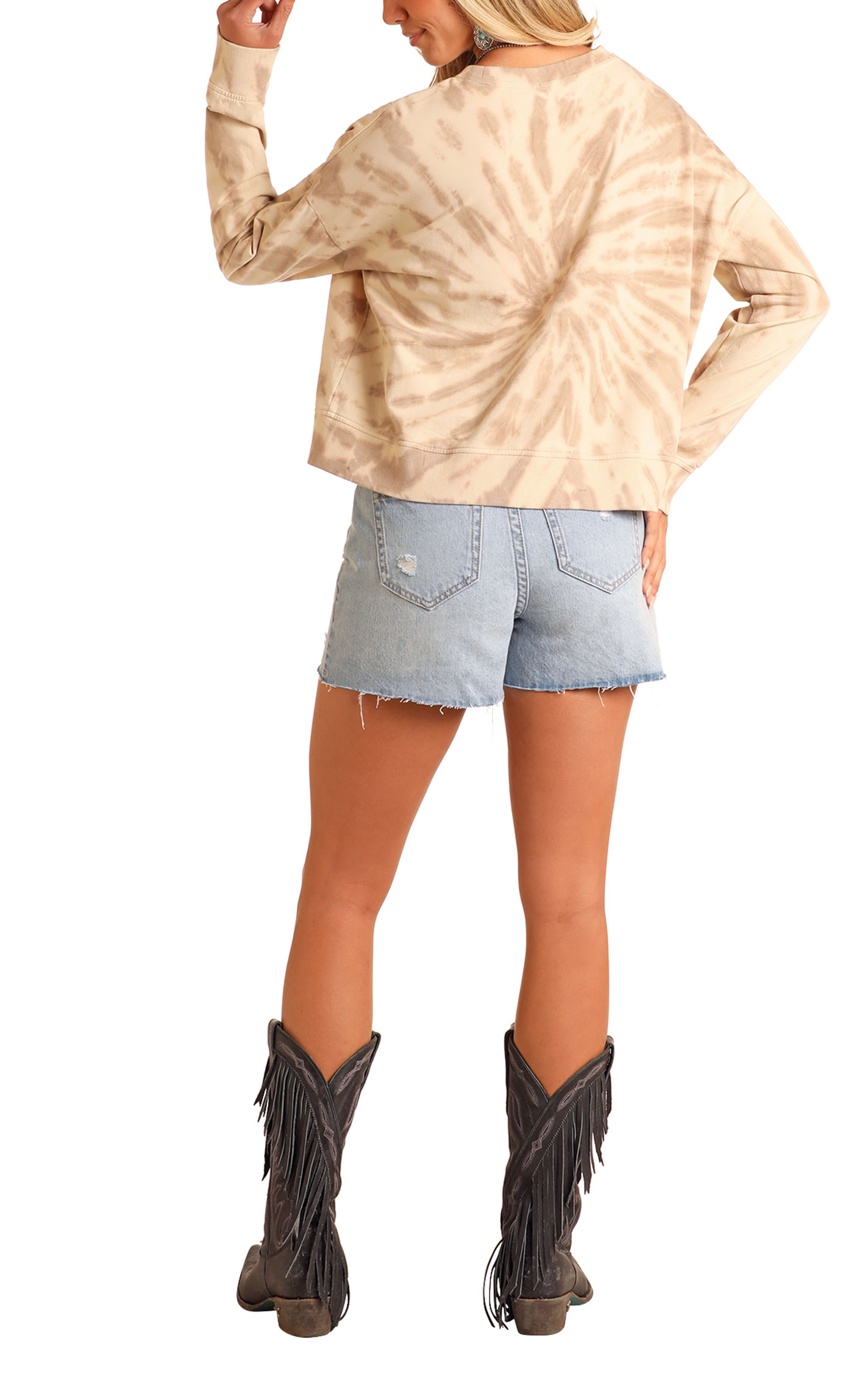 Rock & Roll Denim Women's Latte Tie Dye Graphic Pullover - Image 1