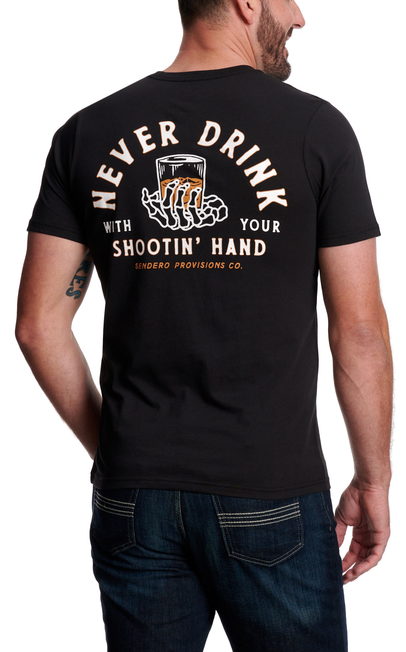 Sendero Provisions Co. Men's Black Shootin' Hand Logo Graphic T-Shirt - Image 1