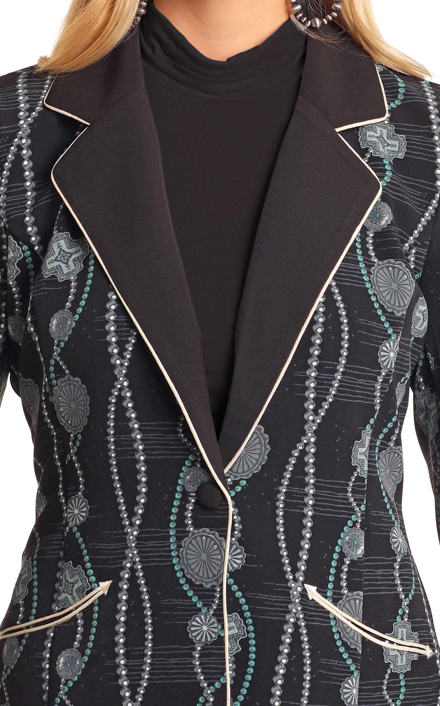 Rock & Roll Denim Women's Black Concho Print Blazer  - Image 1