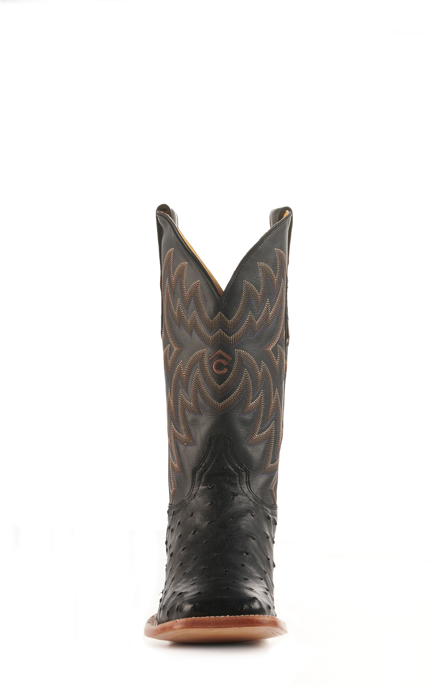 Cavender's Men's Black Full Quill Ostrich Rafter C Wide Square Toe Exotic Cowboy Boots - Image 1