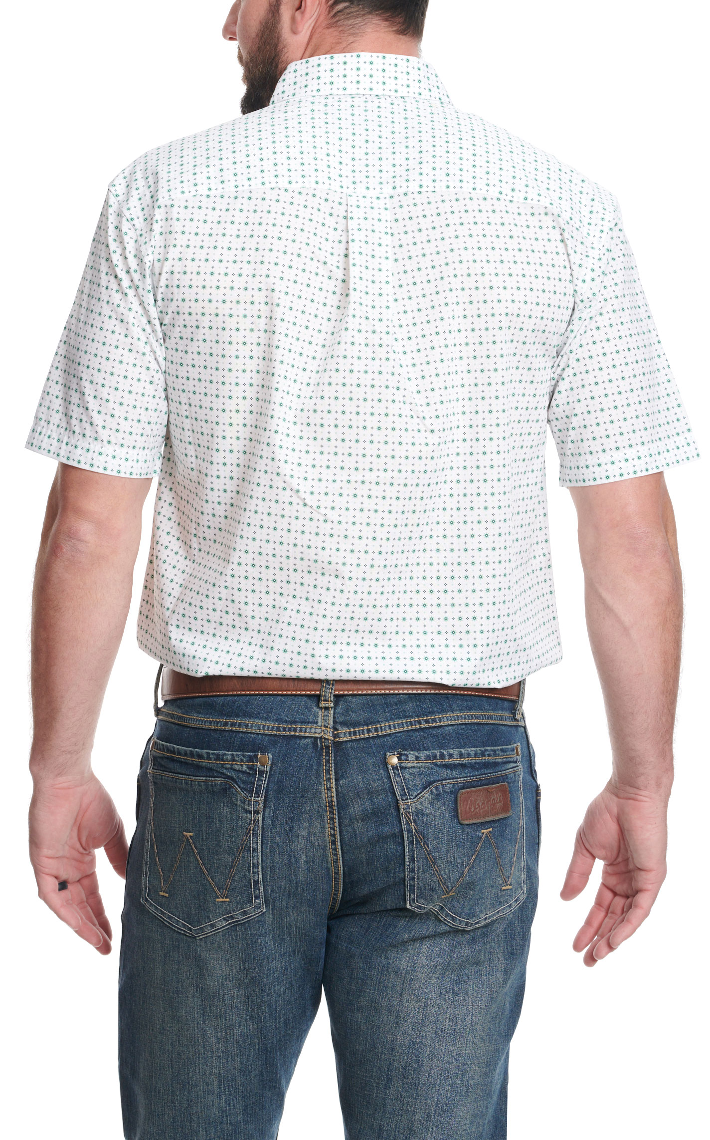 Wrangler Men's Spring Green & Black Geo Print Relaxed Fit Western Shirt - Image 1