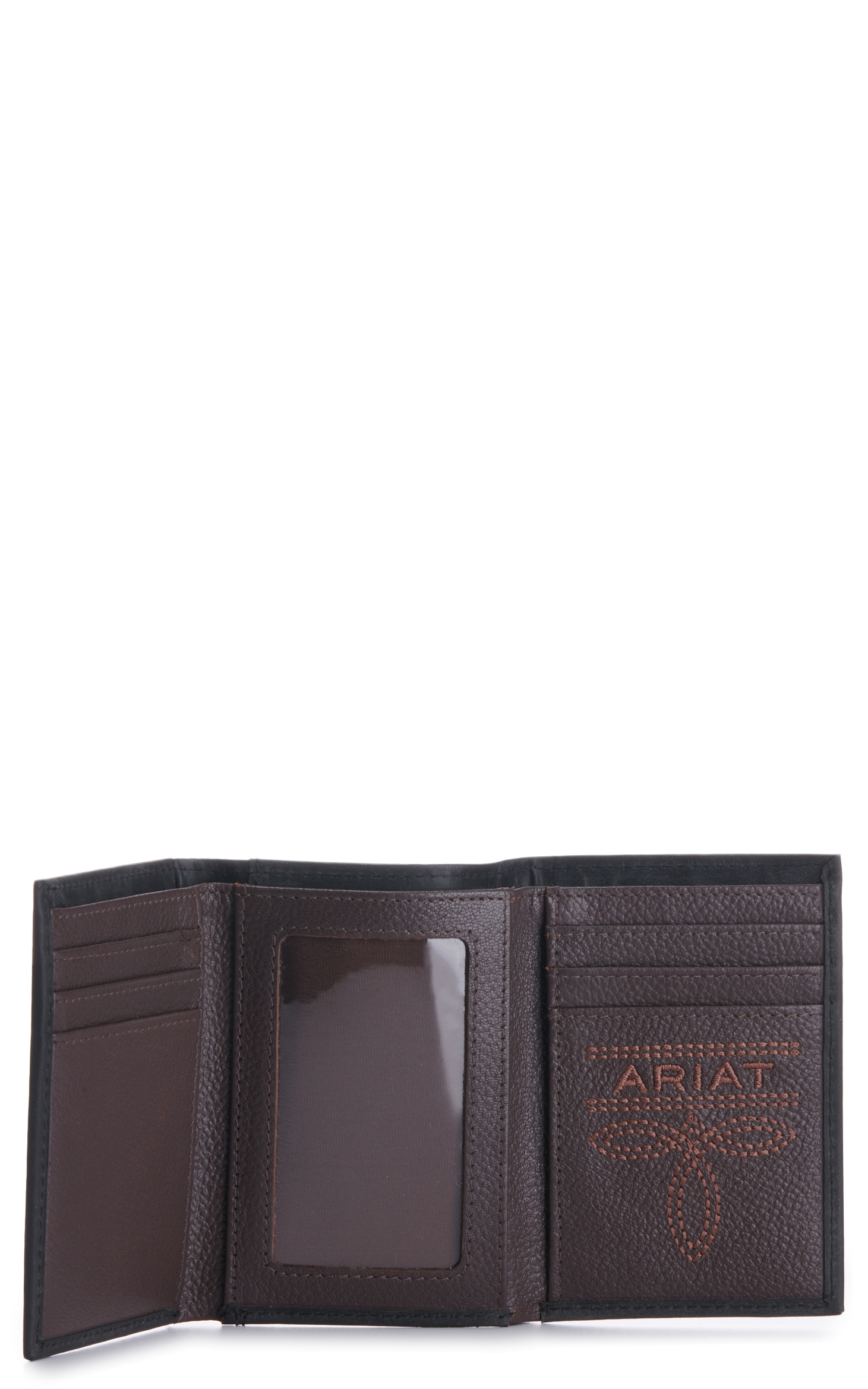 Ariat Men's Black Embossed Logo Trifold Wallet - Image 1