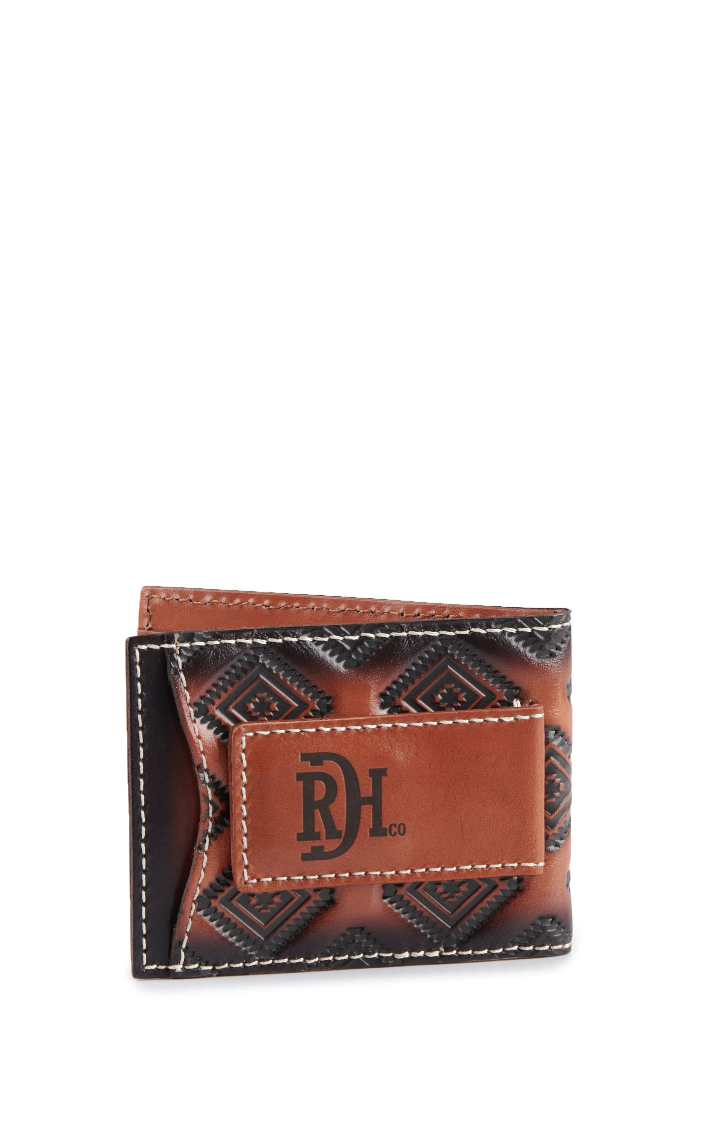 Red Dirt Hat Co. Brown Leather with Black Aztec with Sunset Thunderbird Bi-Fold Wallet - Image 3