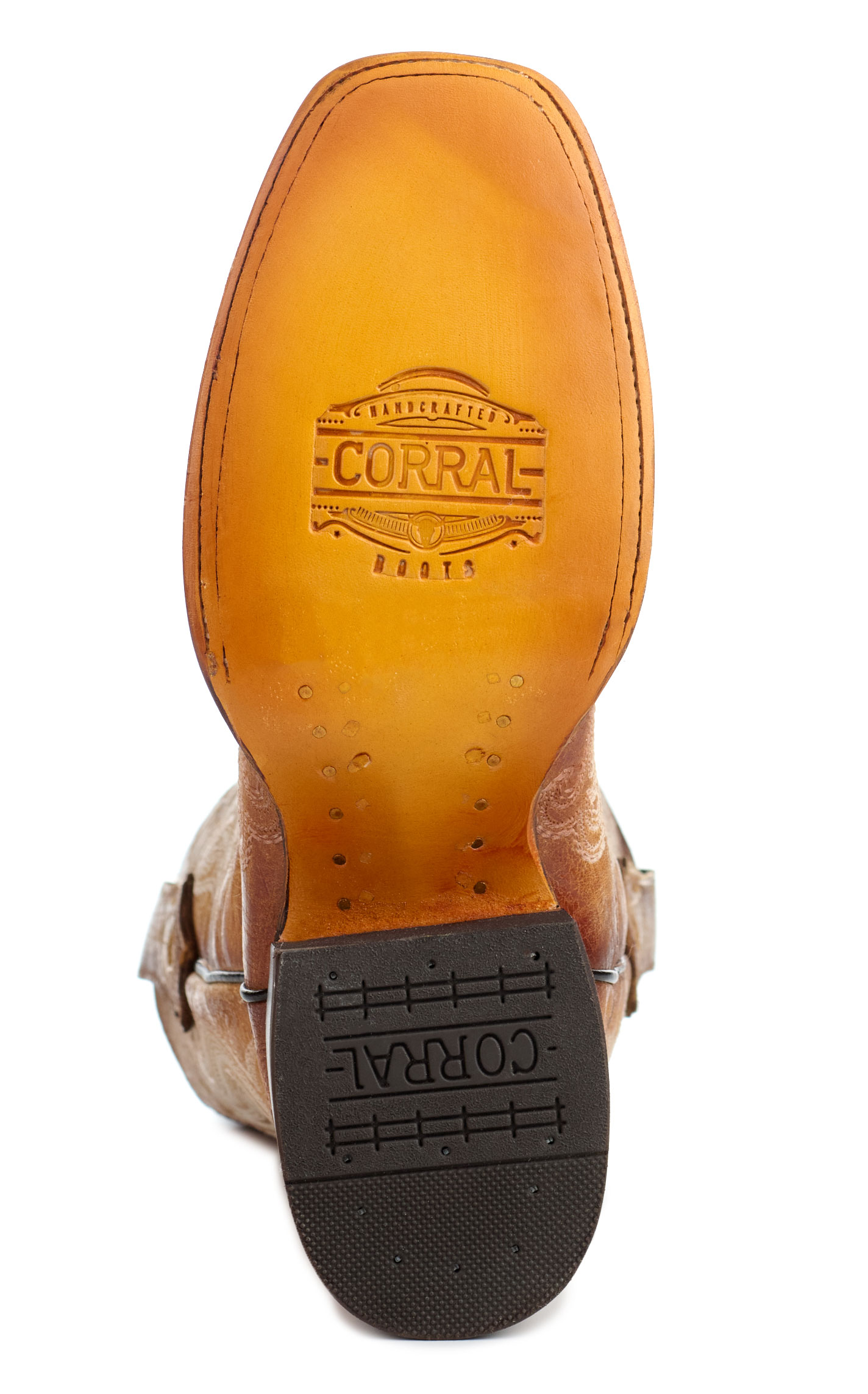 Corral Women's Straw Brown with Luminescent Embroidery Square Toe Cowboy Boots - Image 1