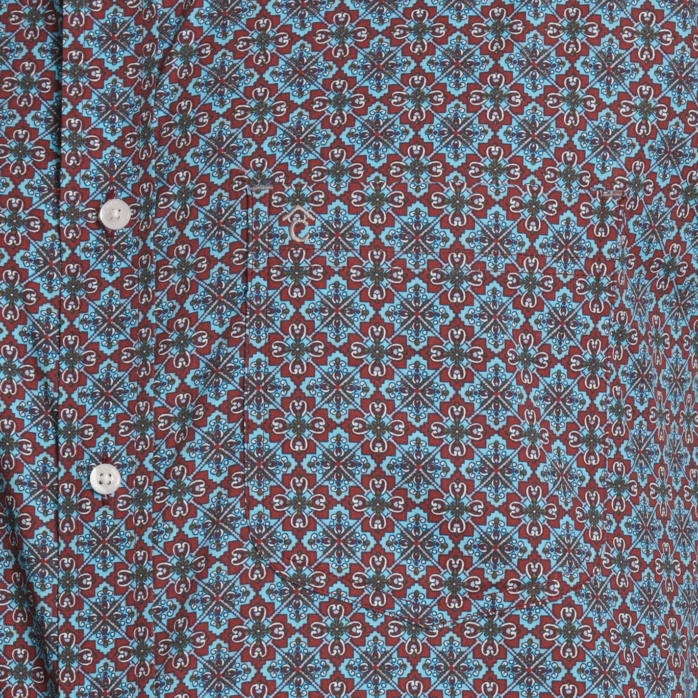 Rafter C Men's Burgundy & Blue Wallpaper Print Long Sleeve Western Shirt - Image 1