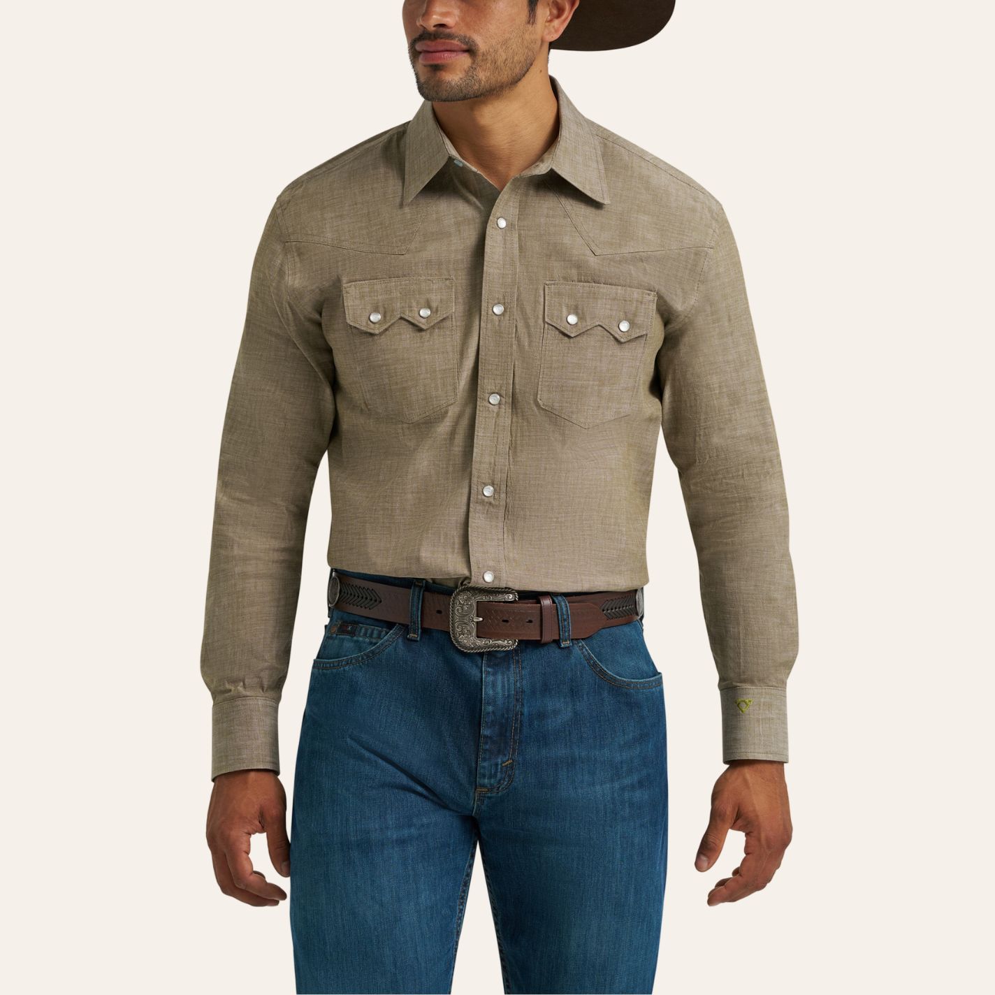 Wrangler Cody Johnson Men's Olive Long Sleeve Western Shirt  - Image 1