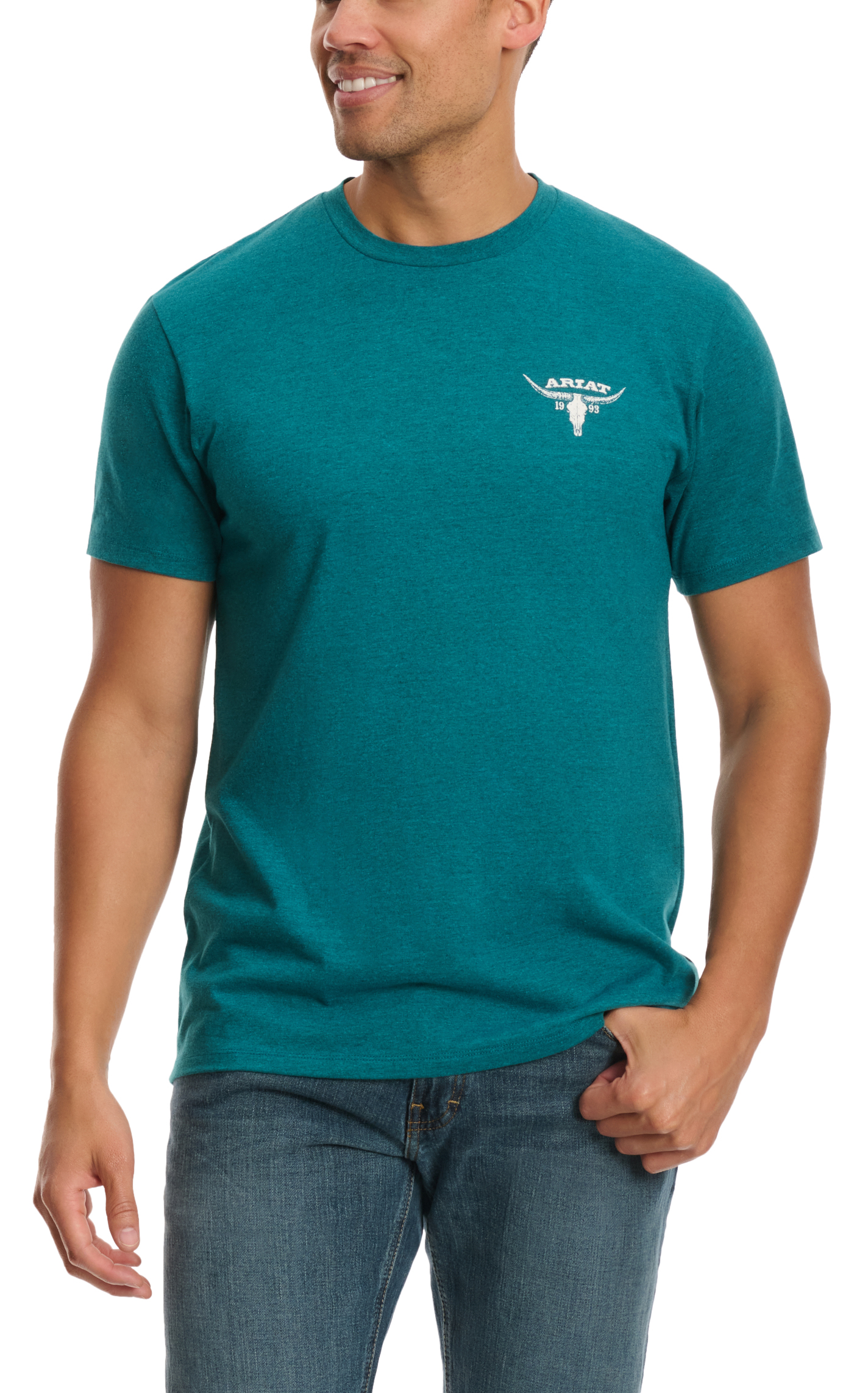 Ariat Men's Teal & Arrowhead Shield Logo Graphic T-Shirt - Image 1