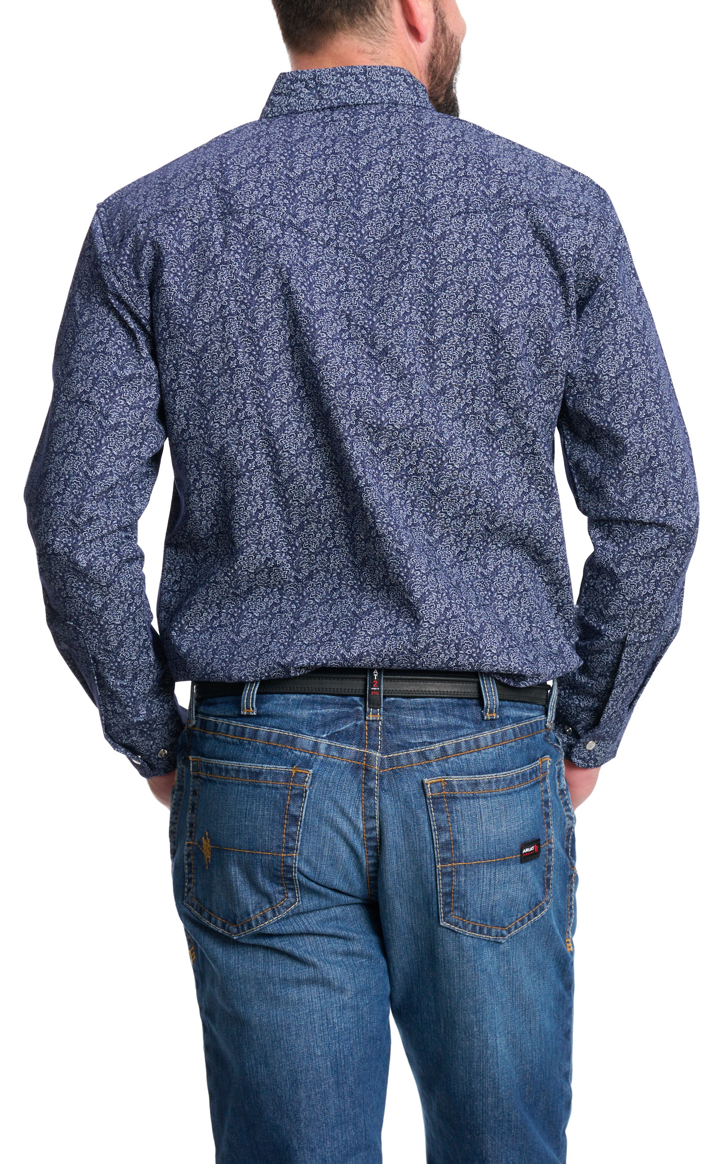 Forge Men's Navy & White Floral Print FR Work Shirt - Image 1