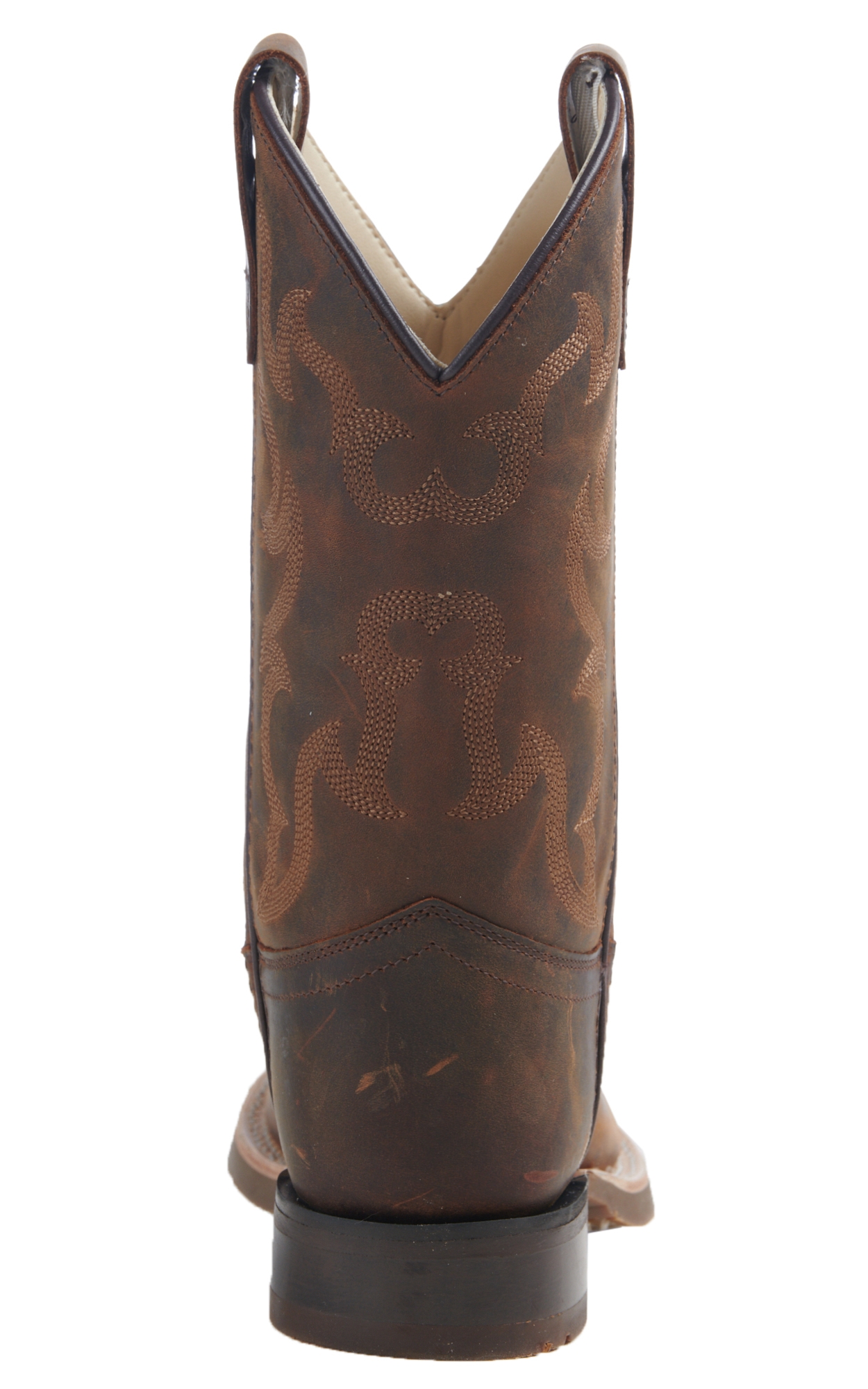Old West Kids Distressed Brown Square Toe Boots - Image 1
