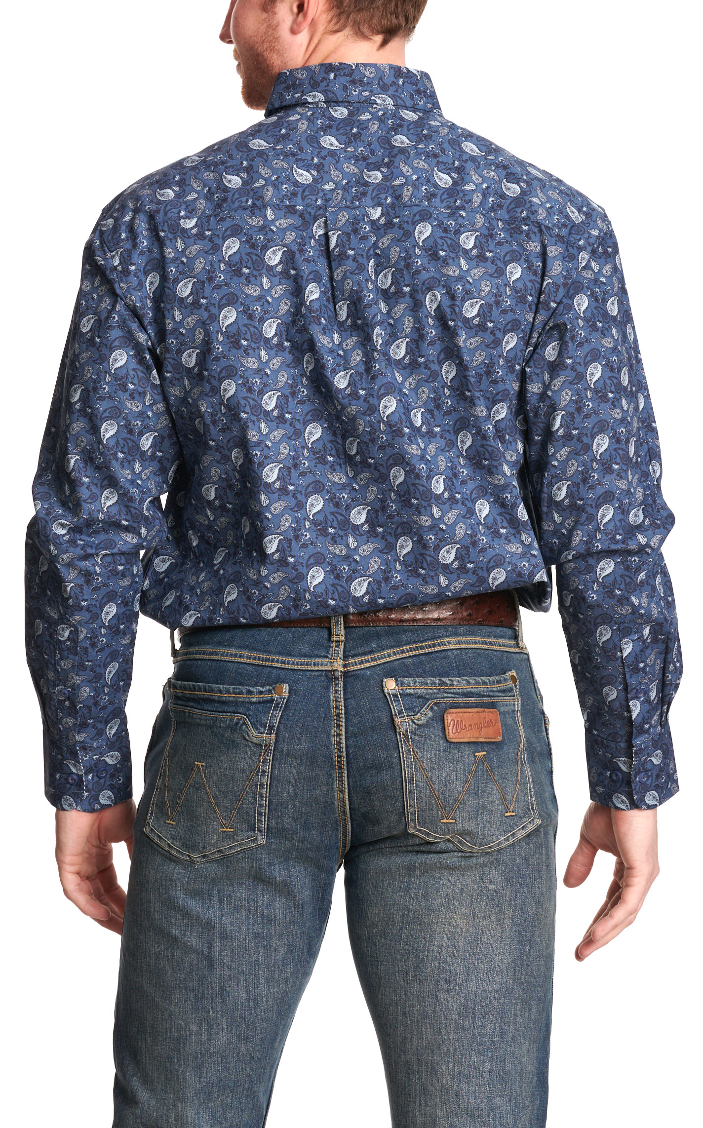 Wrangler George Strait Collection Men's Steel Blue Paisley Western Shirt - Image 1