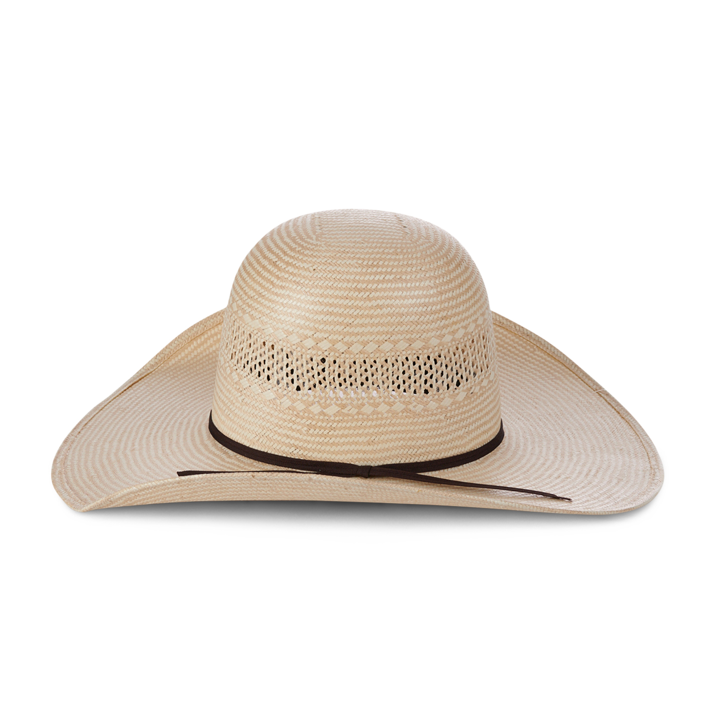 Rodeo King Tan and Ivory Open Crown Hand Woven Shantung Straw Cowboy Hat - Image 1