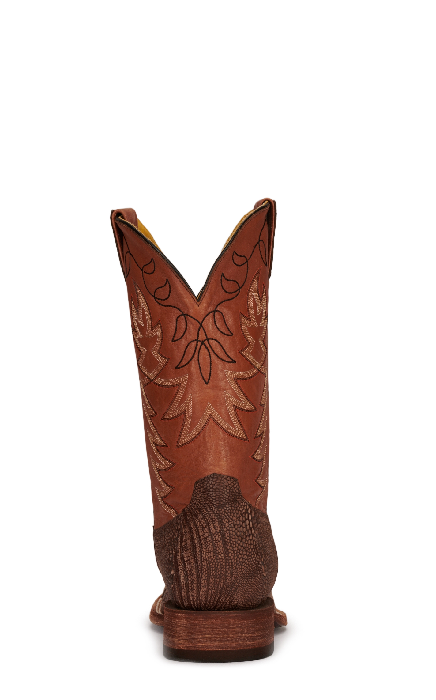 Cavender's Men's Old Coffee Ostrich Leg and Cognac Wide Square Toe Exotic Cowboy Boots - Image 1