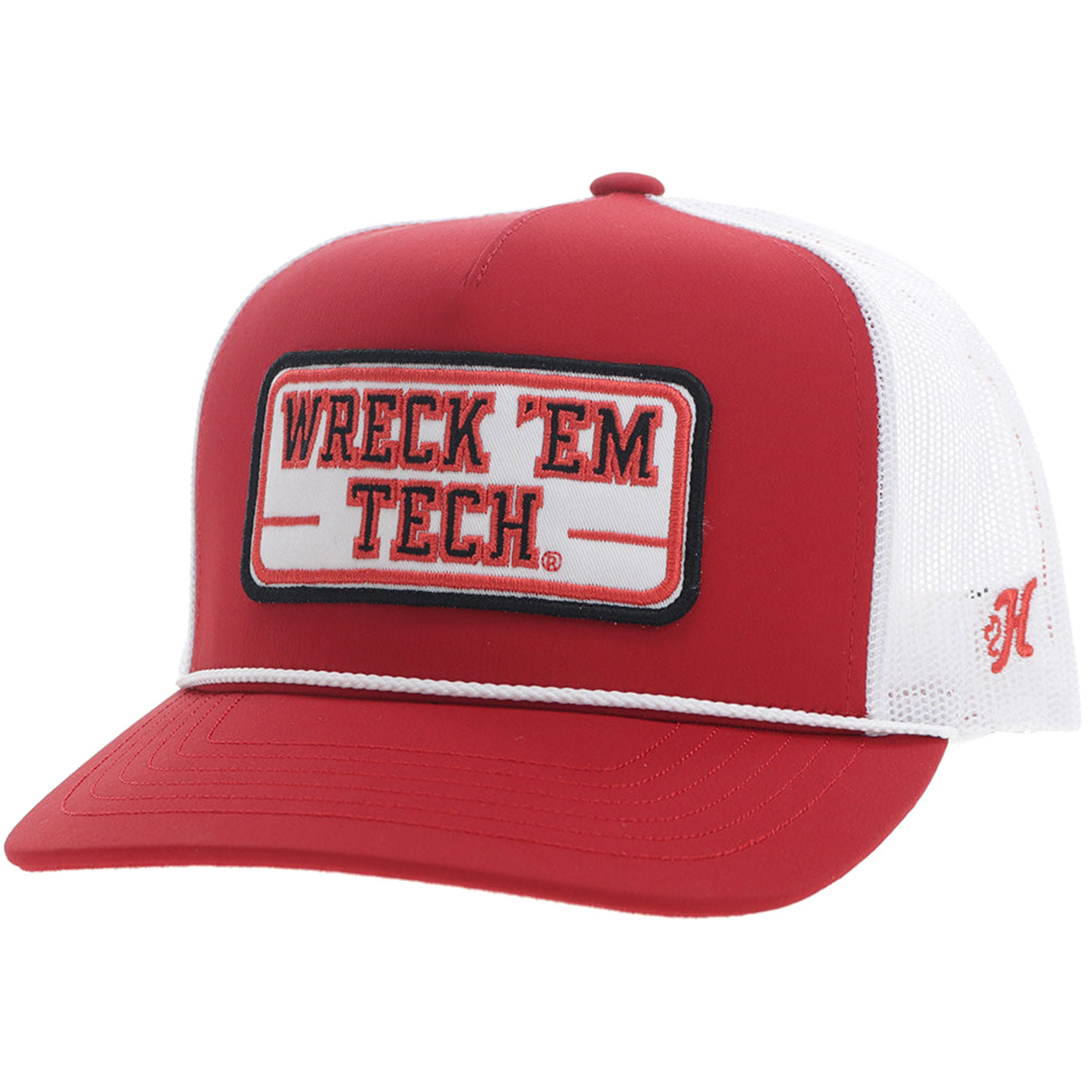 Hooey Collegiate Collection Red & White TX Tech Wreck 'Em Patch Curved Bill Cap - Image 1