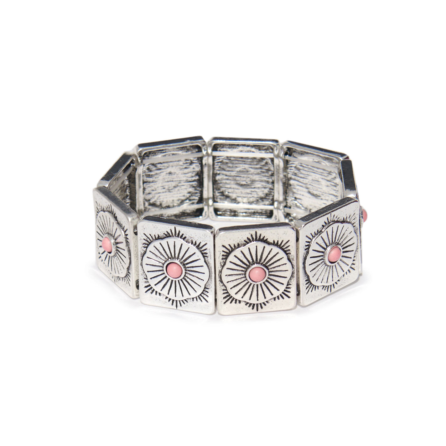 Southern Grace Silver & Pink Concho Bracelet - Image 2
