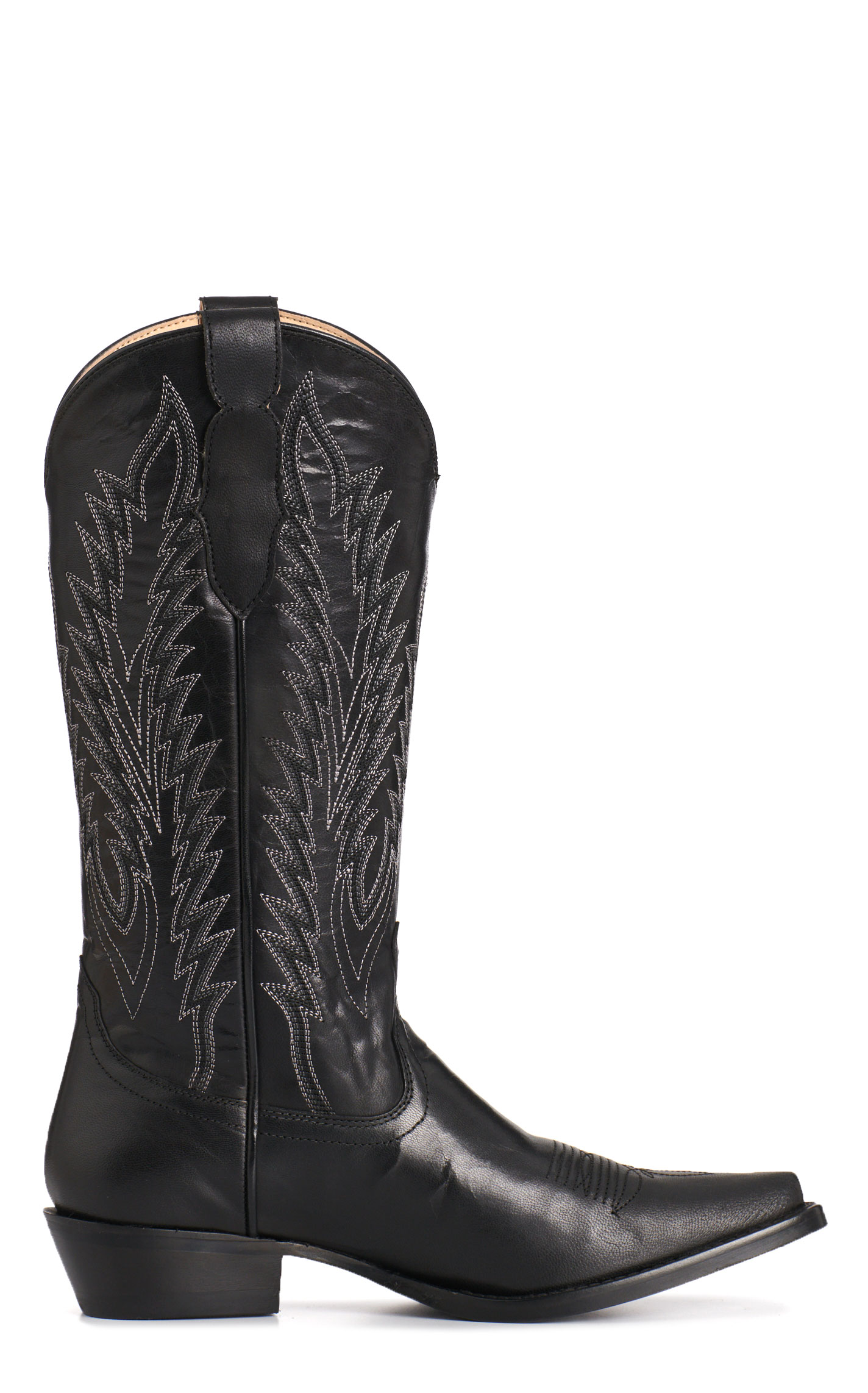 Rockin' C Women's Black Detailed Stitching Snip Toe Cowboy Boots - Image 1