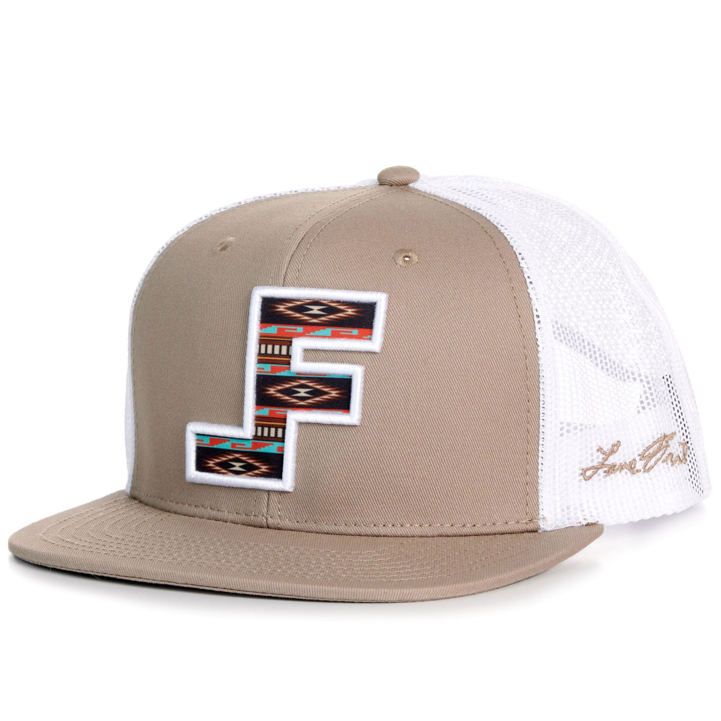 Lane Frost Rambler Khaki & White Aztec Logo Cap - Image 1
