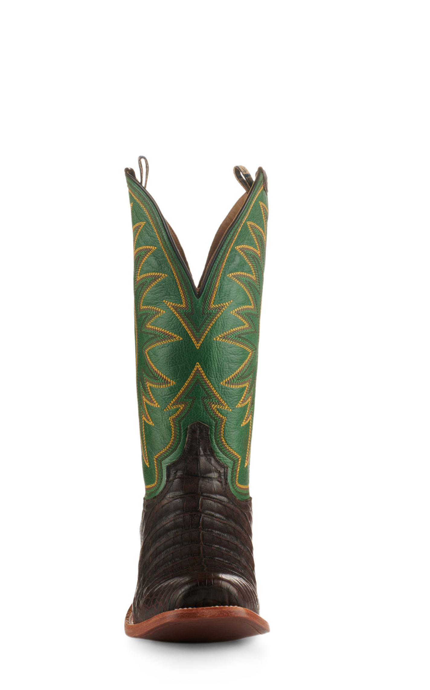 Hyer Men's Spearville Green and Coffee Matte Caiman Square Toe Exotic Cowboy Boots - Image 1