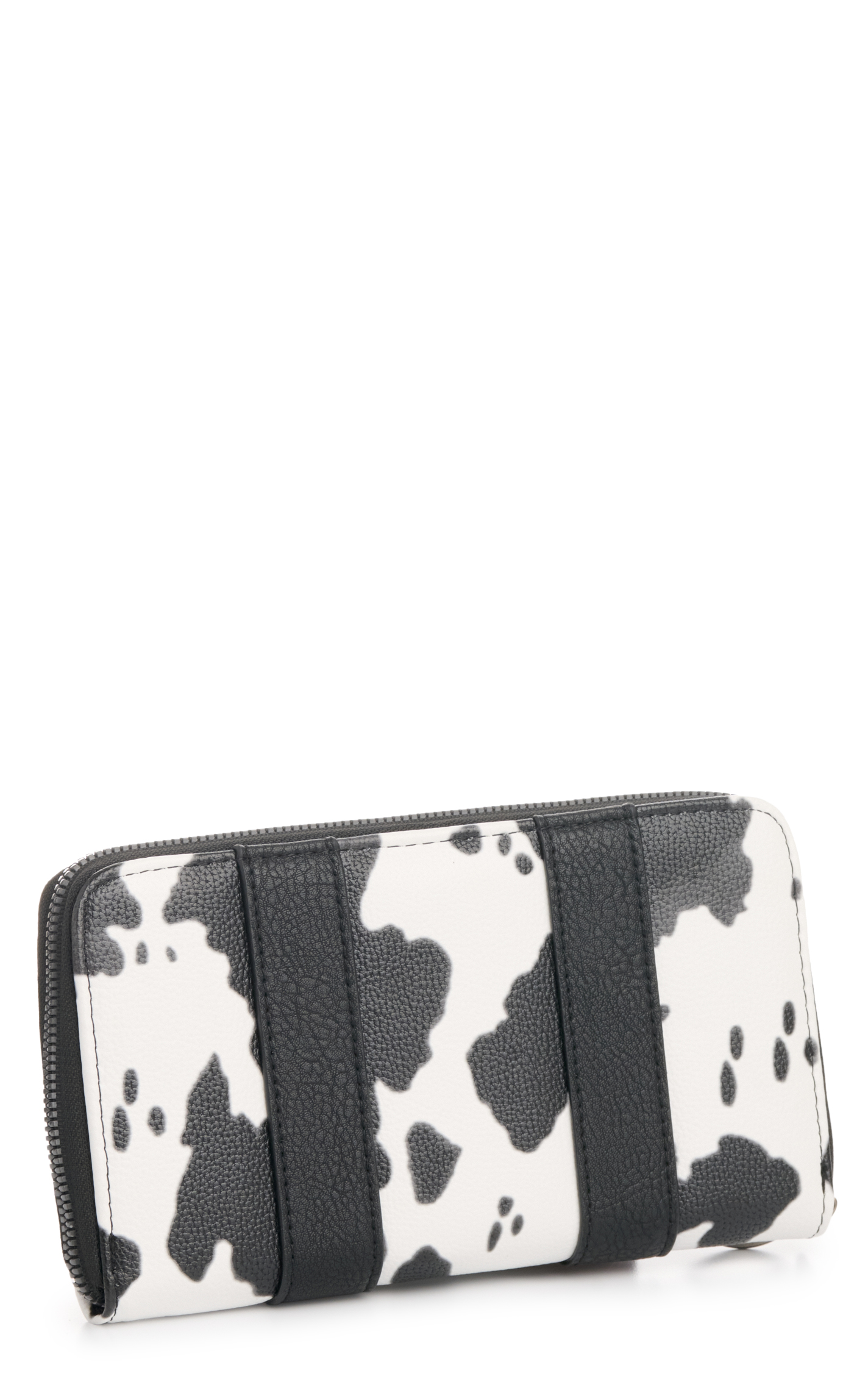 Wrangler Black & White Cow Print Leather Wristlet Wallet - Image 1