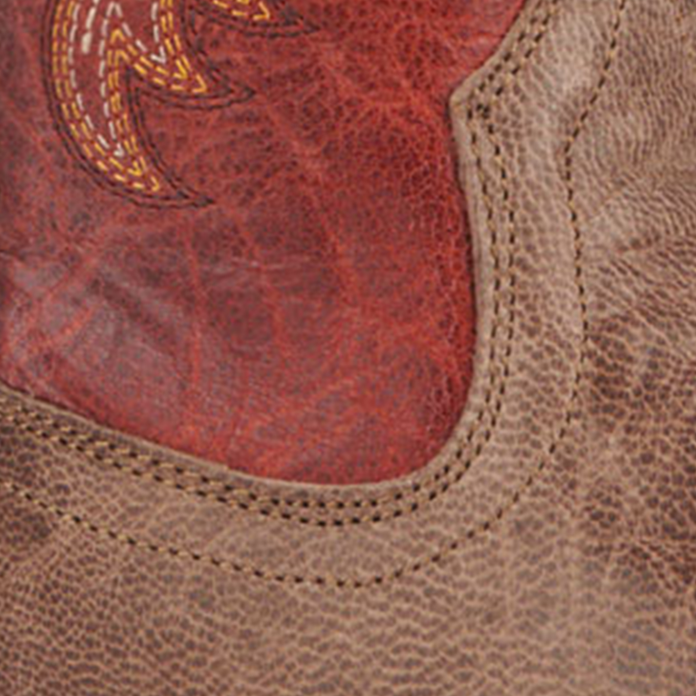 Ariat Men's Sport Rodeo Distressed Tan and Red Wide Square Toe Cowboy Boots - Image 1