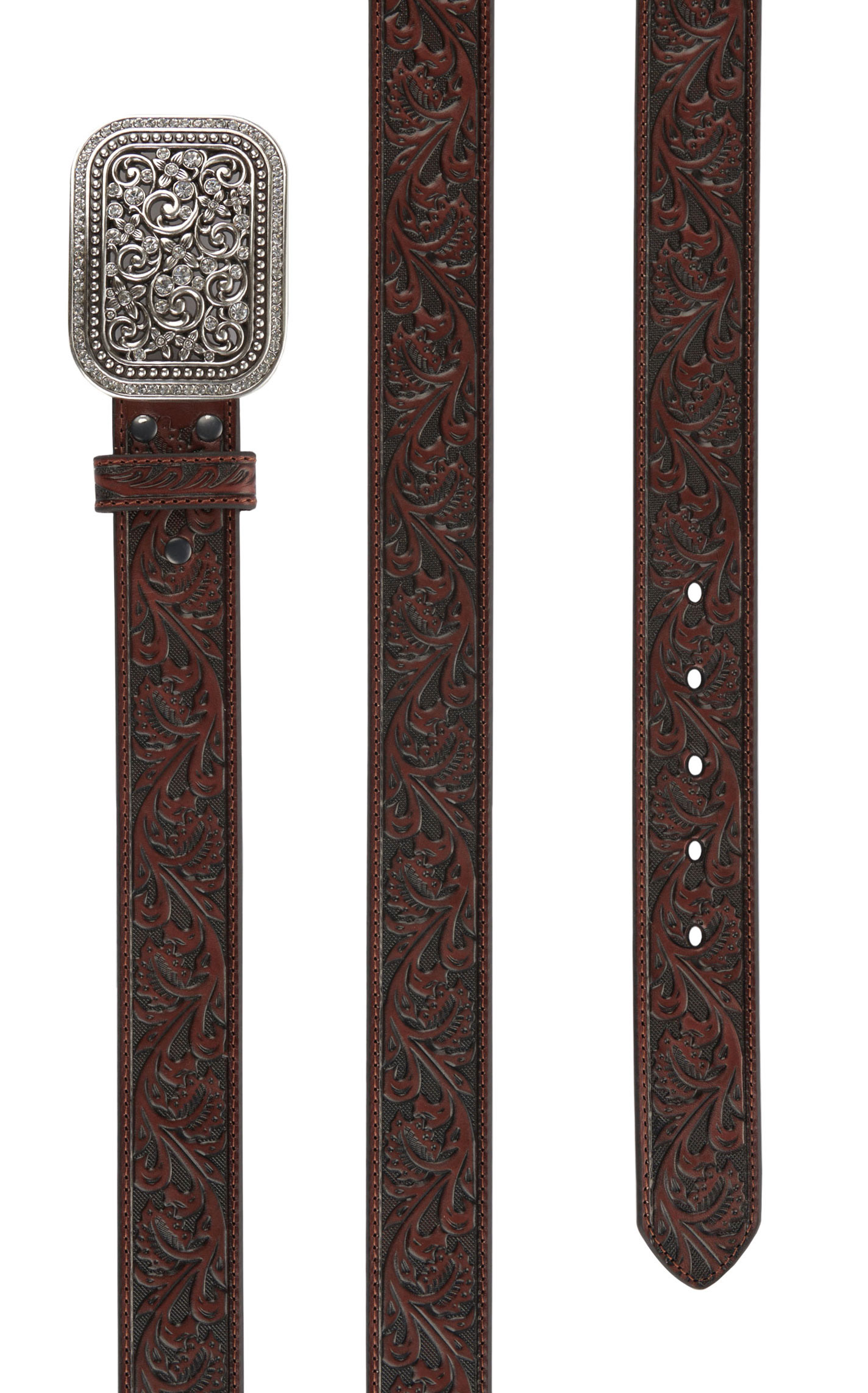 Ariat Women's Brown Rhinestone Fillagree Belt - Image 1