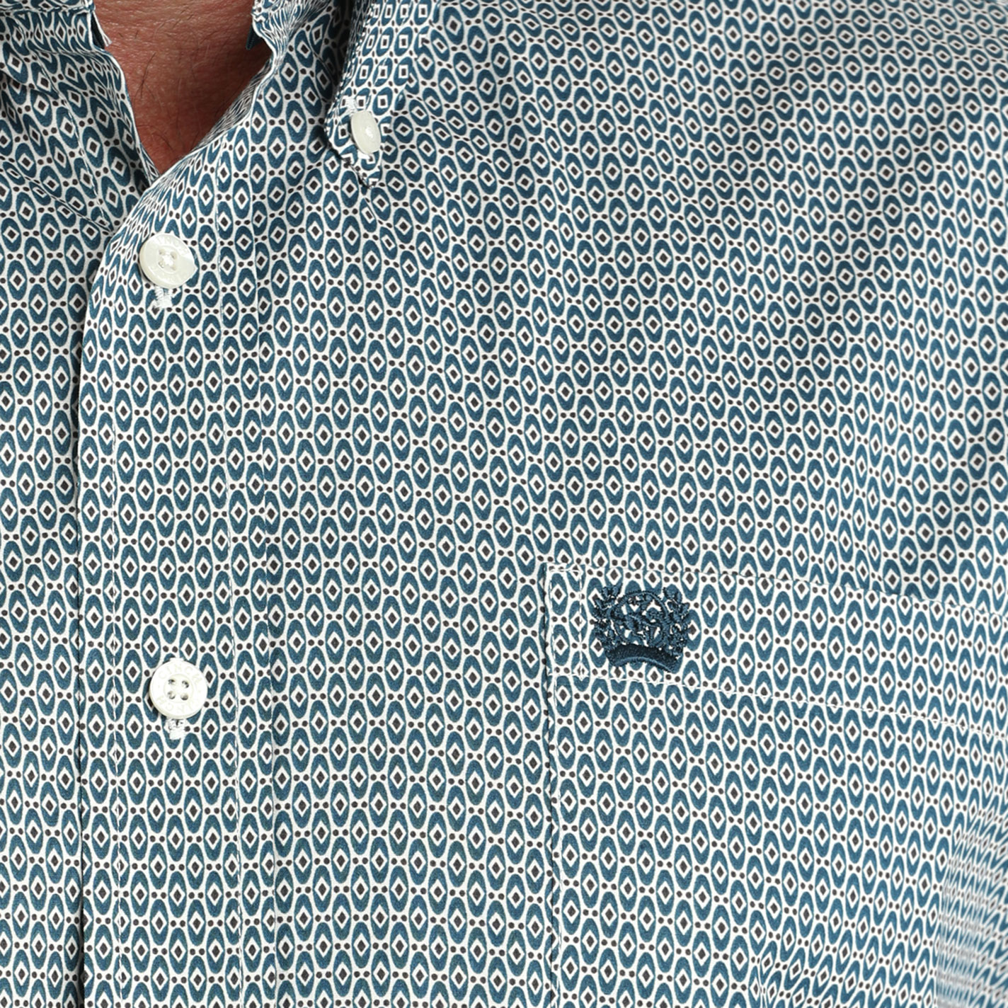 Cinch Men's Teal & White Stretch Geo Print Western Shirt - Image 1