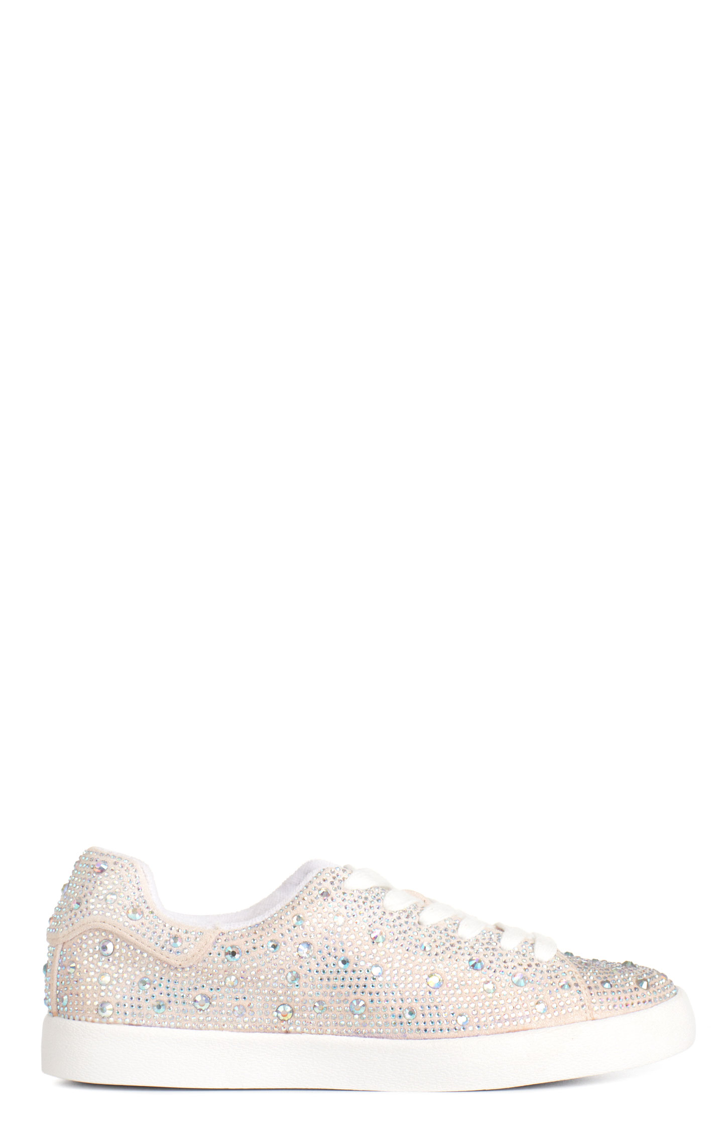 Very G Women's Cream Rhinestone Covered Casual Sneakers - Image 1