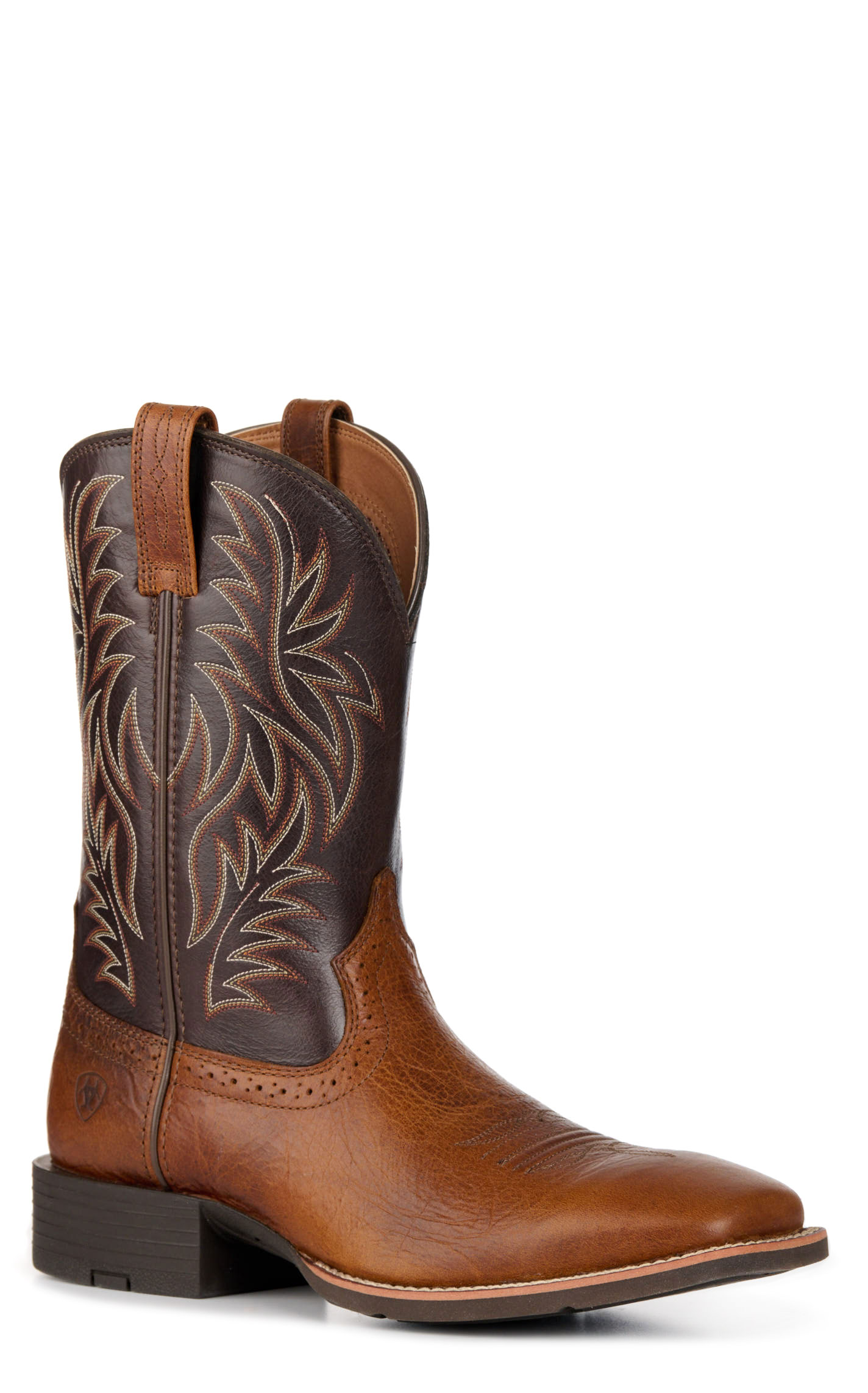 Ariat Men's Sport Peanut Butter and Chaga Brown Wide Square Toe Cowboy Boot - Image 1