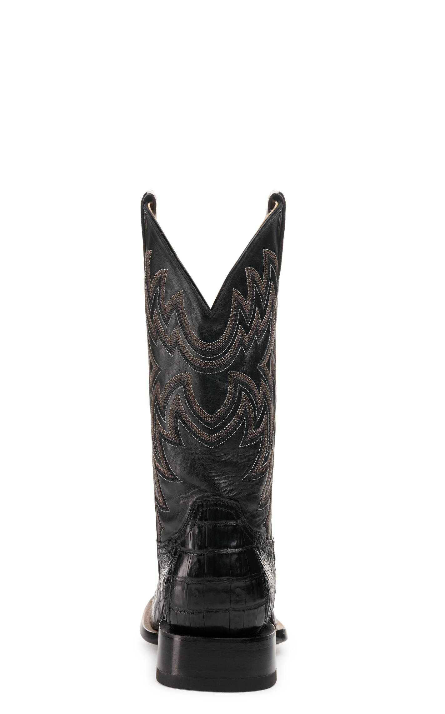 Cavender's Men's Black Caiman Tail Wide Square Toe Exotic Cowboy Boots - Image 1
