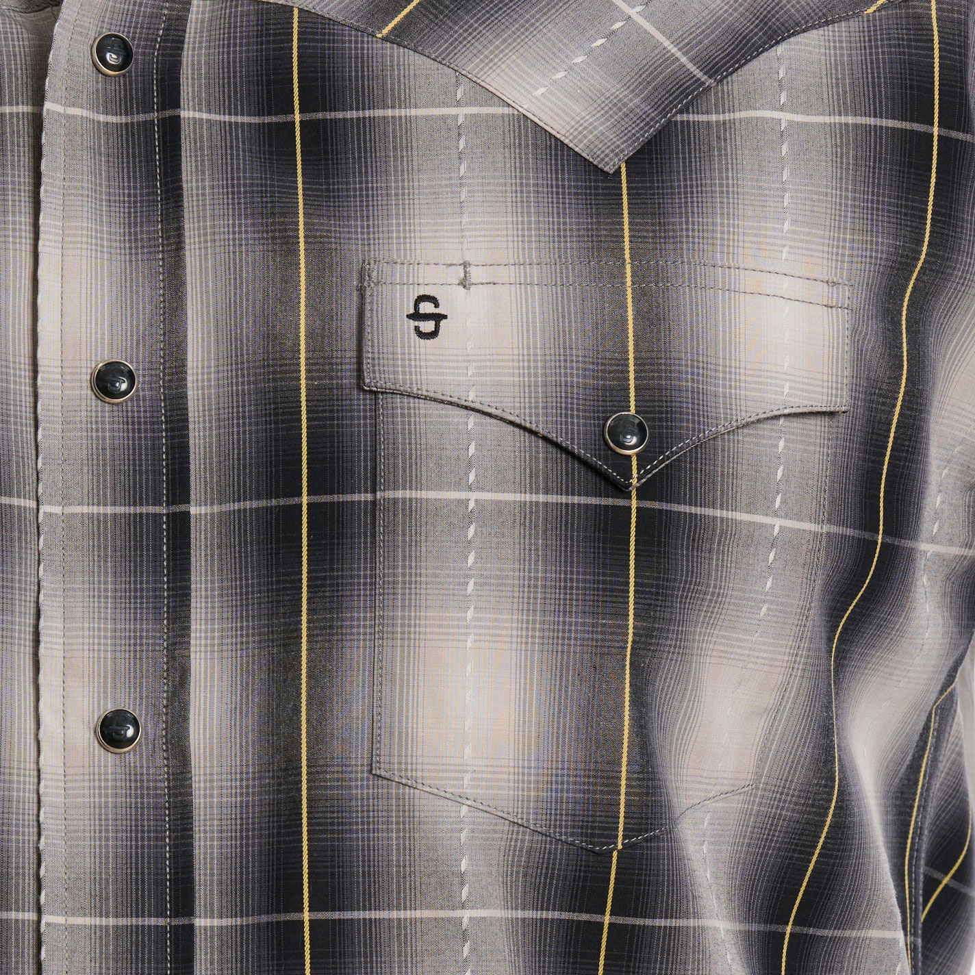Stetson Men's Black & Gray Plaid Western Shirt - Image 1