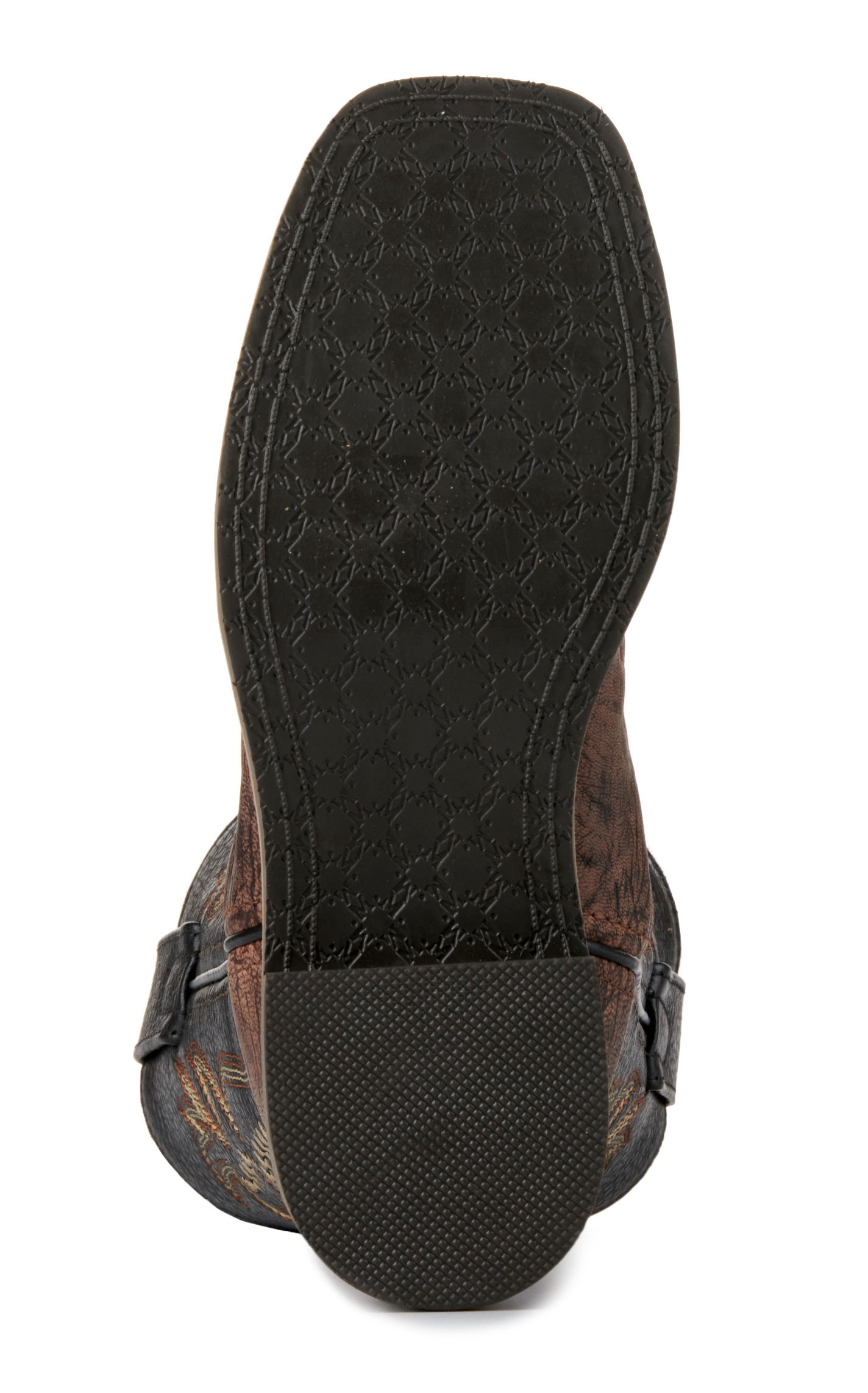 Smoky Mountain Youth Antique Brown Exotic Print and Black Wide Square Toe Cowboy Boots - Image 1