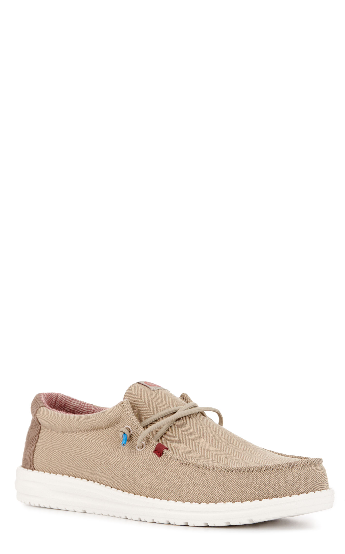 Hey Dude Men's Wally Herringbone Khaki Lace Up Casual Shoes - Image 1