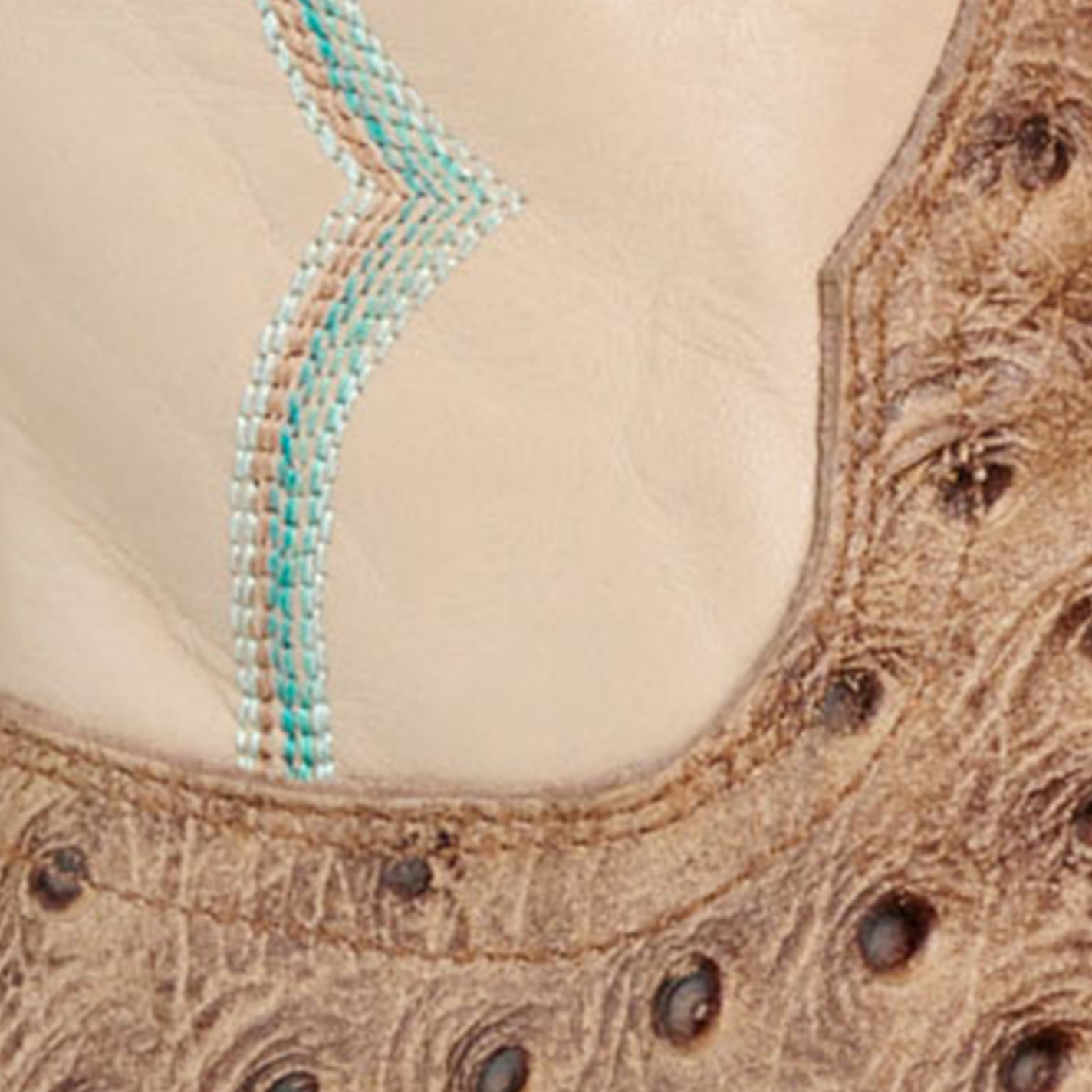 Cavender’s Women’s Intrepid Sand Ostrich Print and Bone Wide Square Toe Cowboy Boots  - Image 1