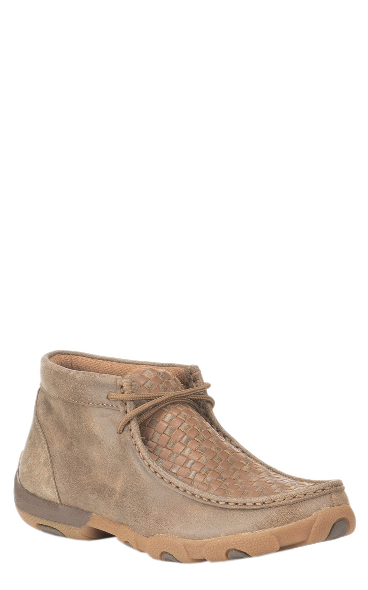 Twisted X Women's Brown with Tan Basketweave Driving Moccasin Casual Shoes - Image 1