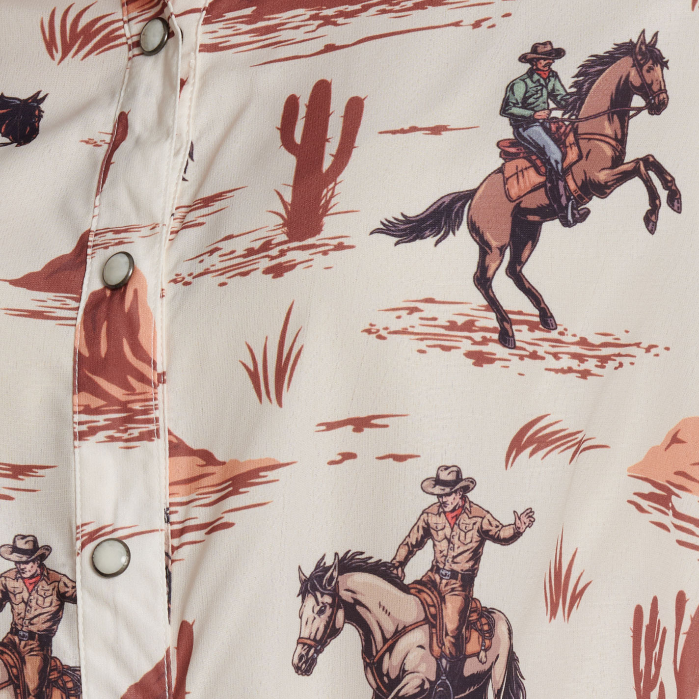 Fashion Express Women's White Cowboy Print Western Shirt - Image 1