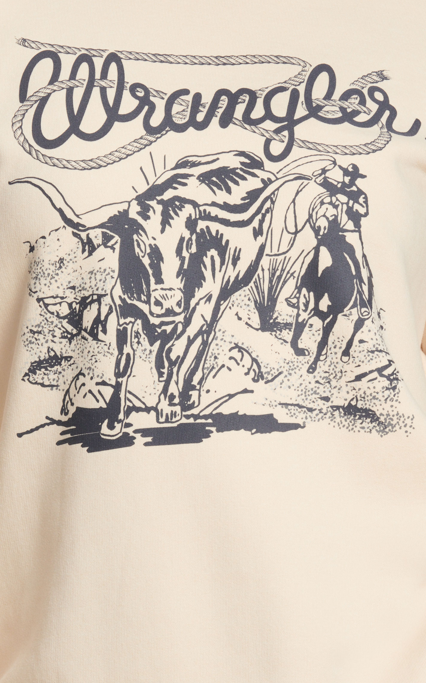 Wrangler Women's Dark Cream Steer Roper Logo Graphic Pullover - Image 1