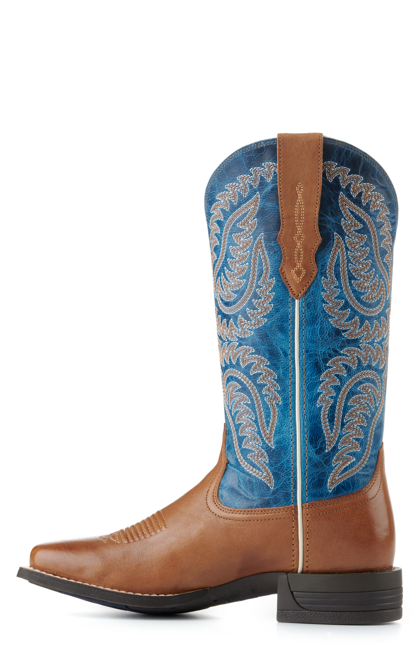 Ariat Women's Cattle Caite Peanut and Blue Stretchfit Wide Square Toe Cowboy Boots - Image 1