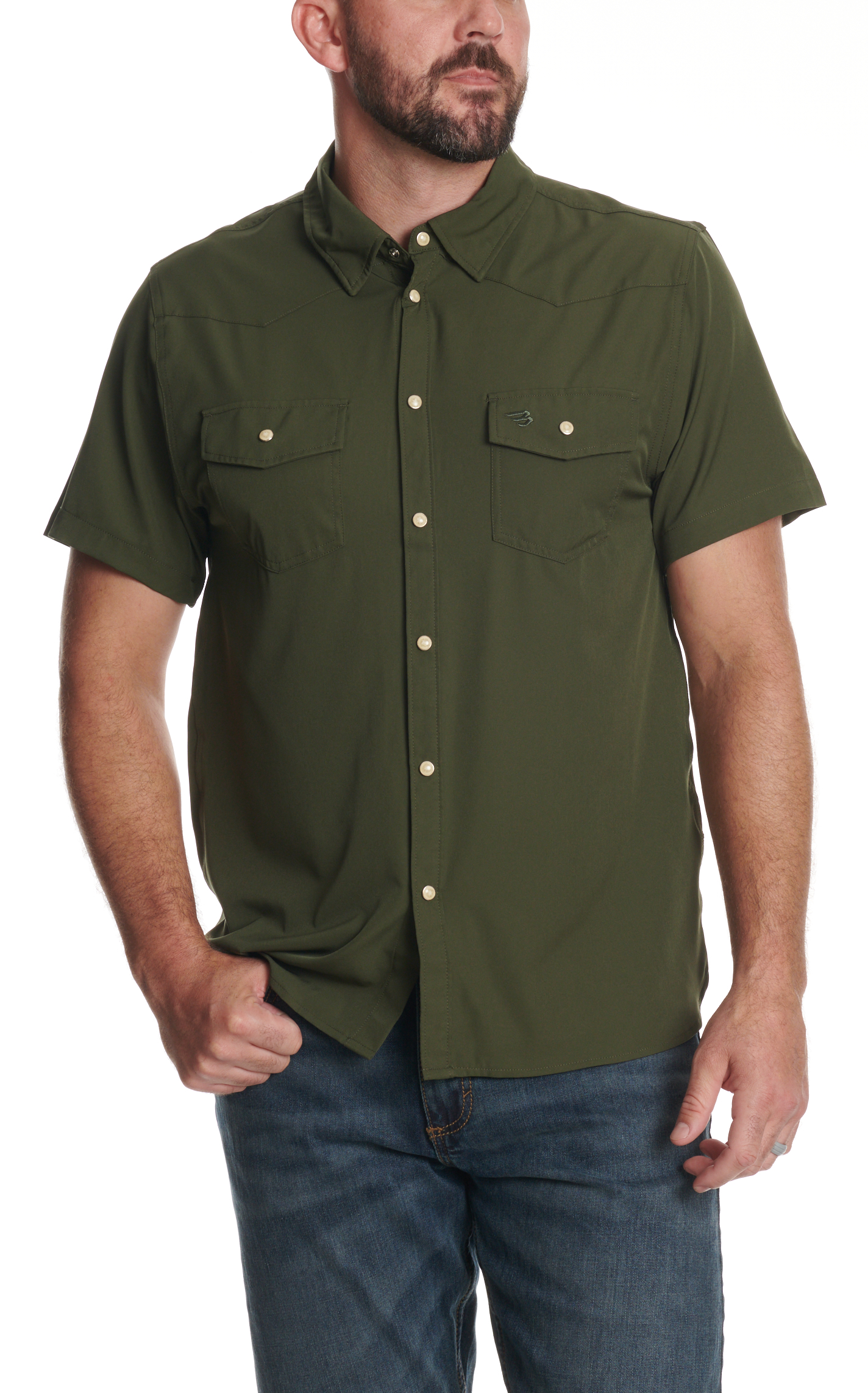 Burlebo Men's Performance Mallard Green Western Shirt - Image 1