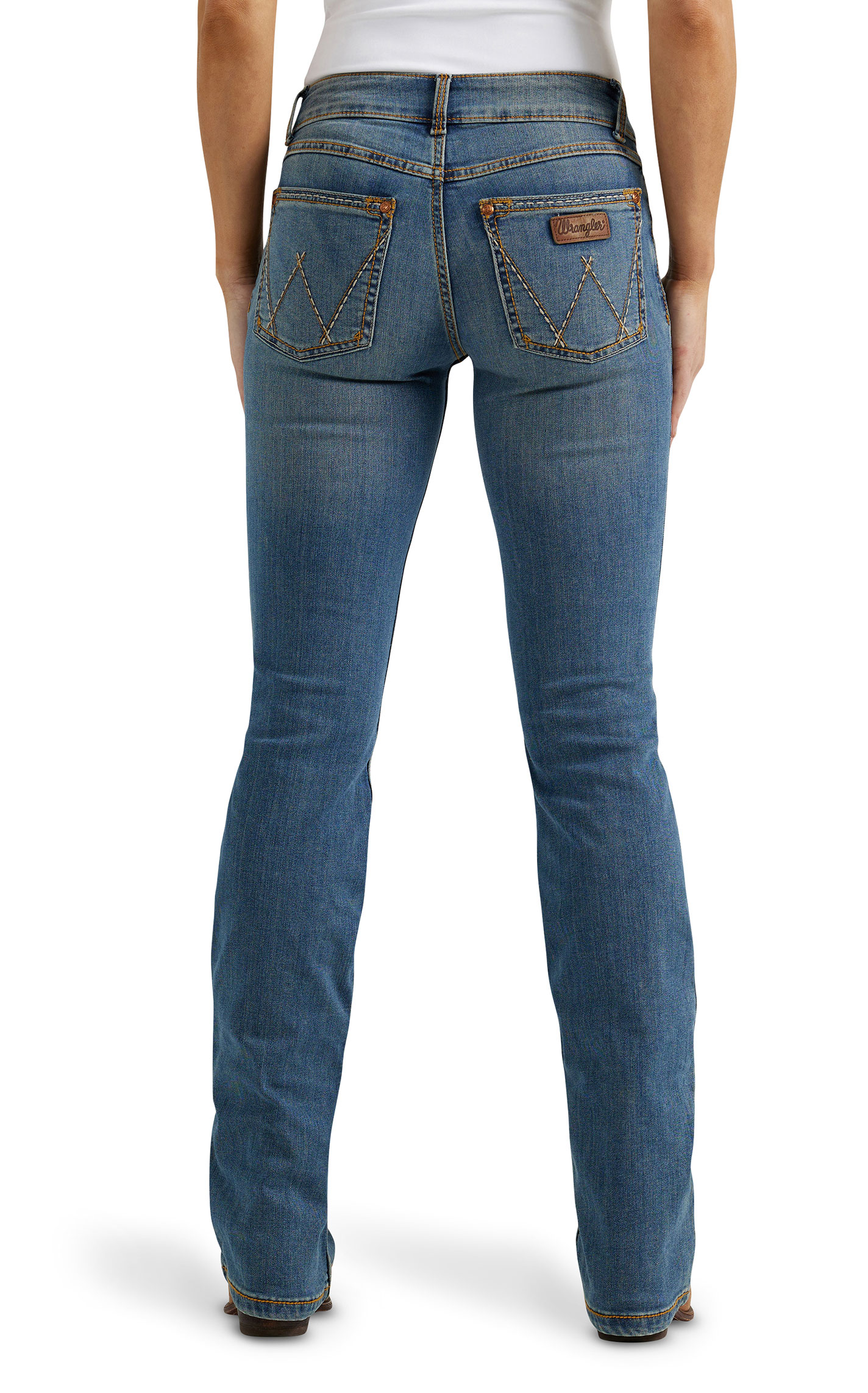 Wrangler Retro Women's Mae Deadwood Medium Wash Mid Rise Boot Cut Jeans - Image 1