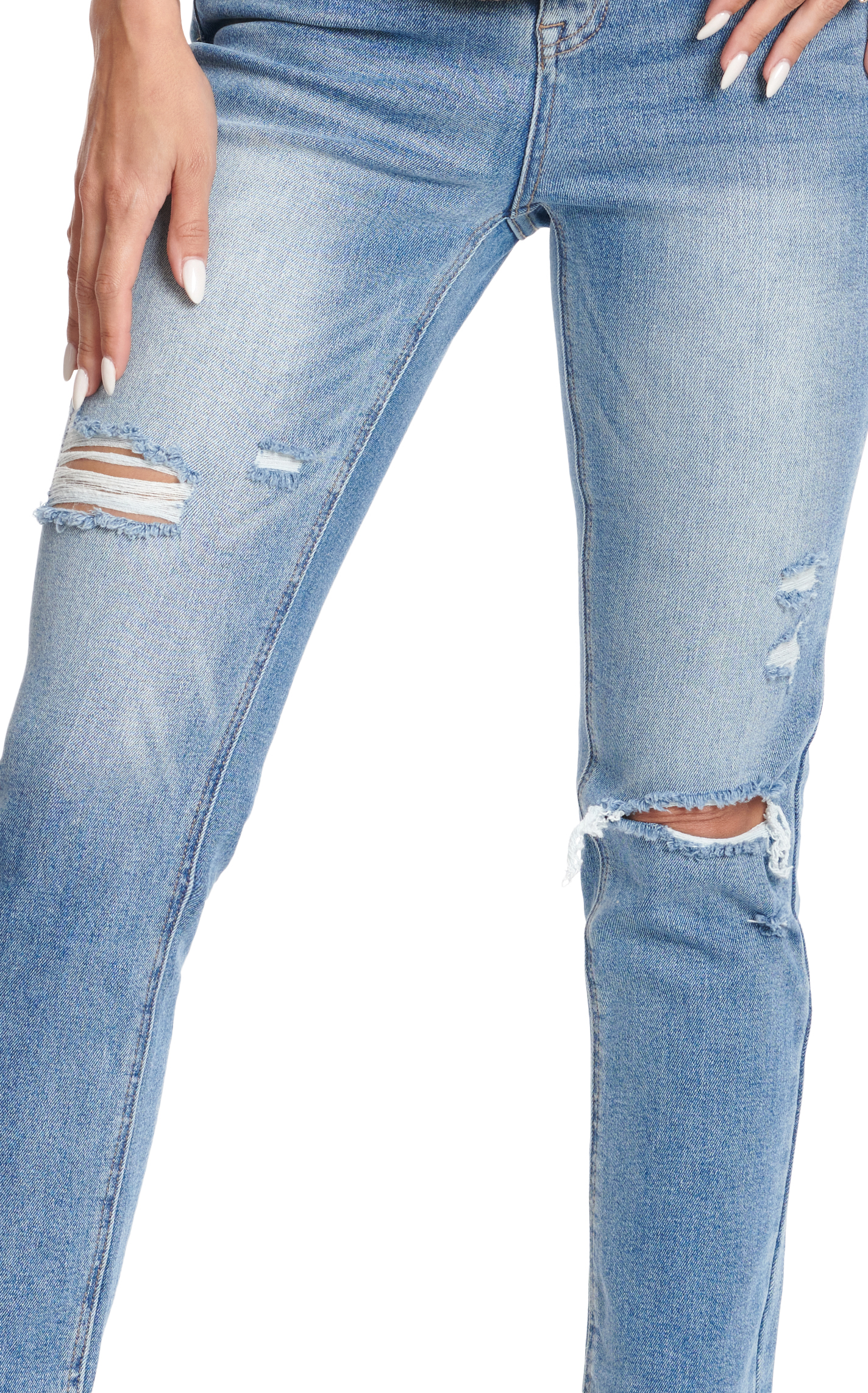 Rockin C Women's Light Wash High Rise Distressed Cropped Jeans - Image 1