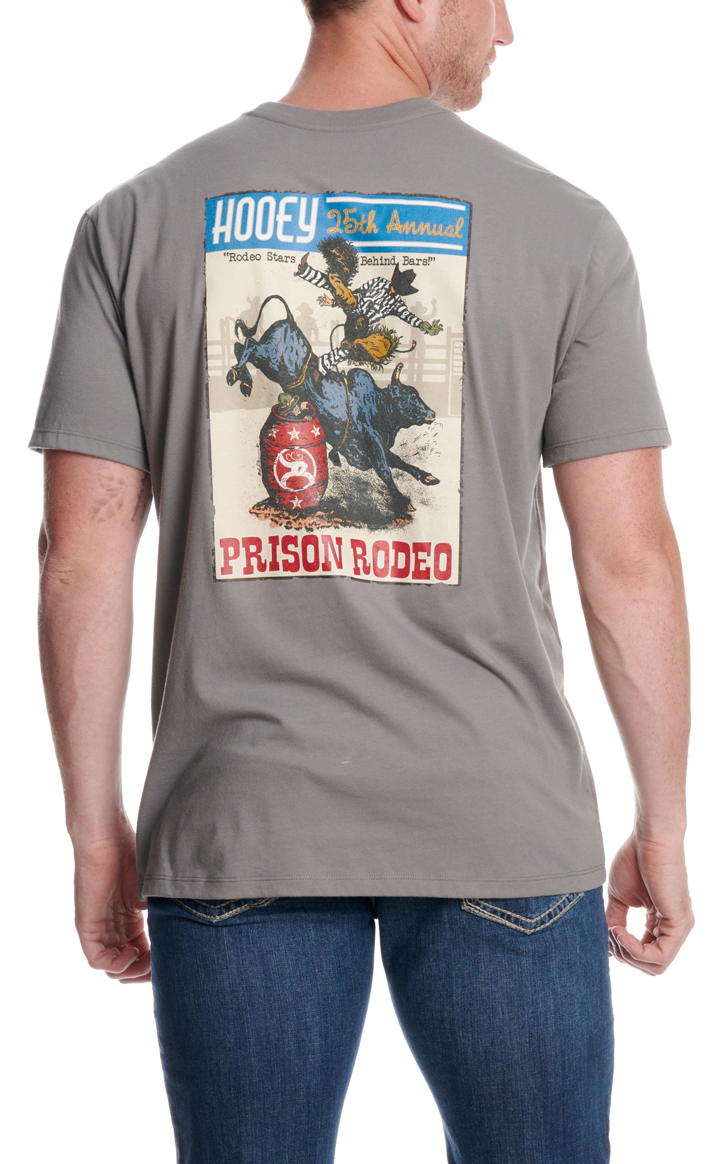 Hooey Men's Gray Prison Rodeo Cowboy Graphic T-Shirt - Image 2