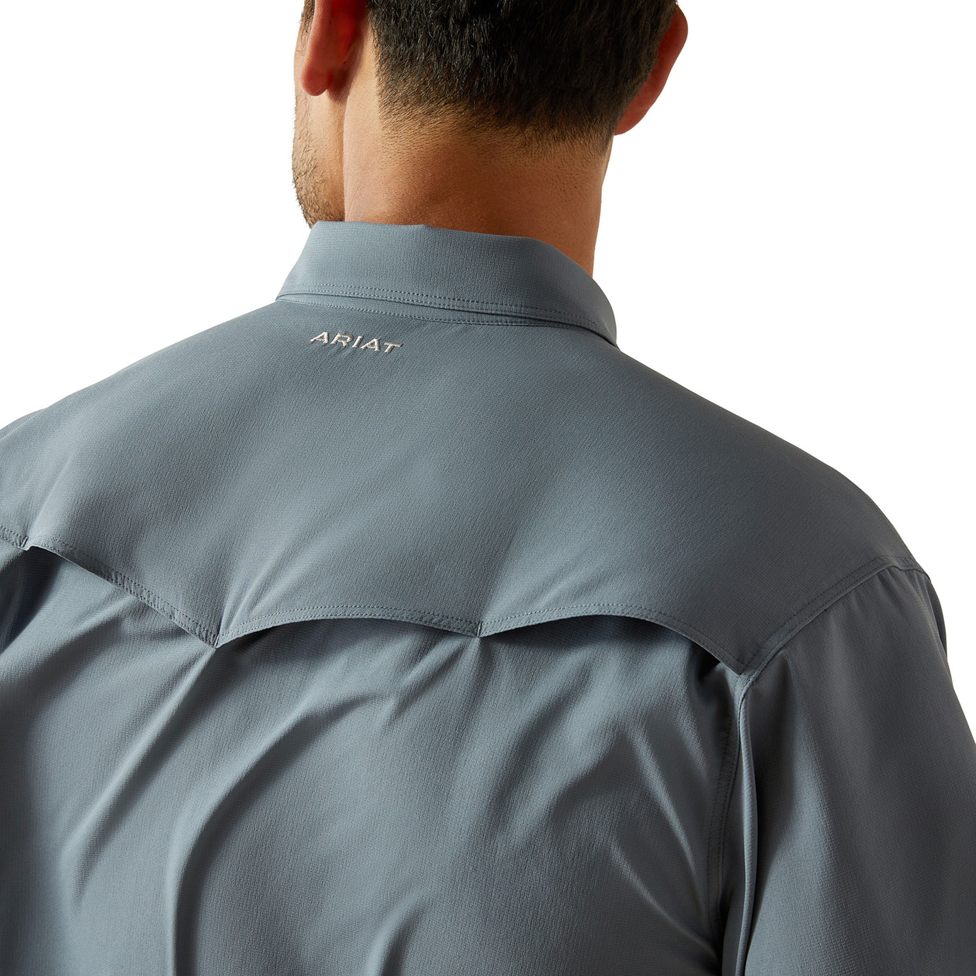 Ariat Men's VentTEK Gray-Blue Western Fitted Shirt - Image 1