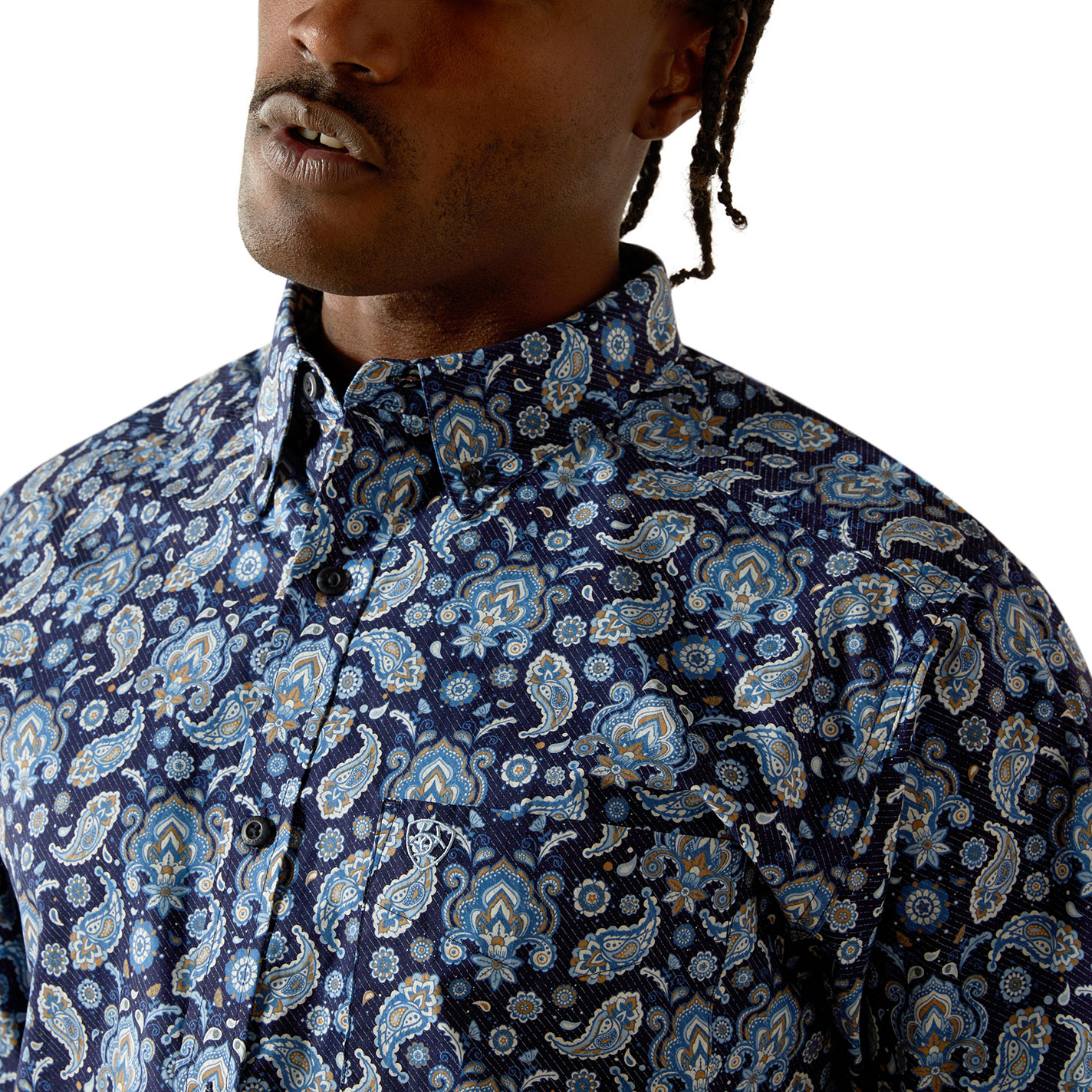 Ariat Men's Midnight Blue Paisley Print Western Shirt - Image 1