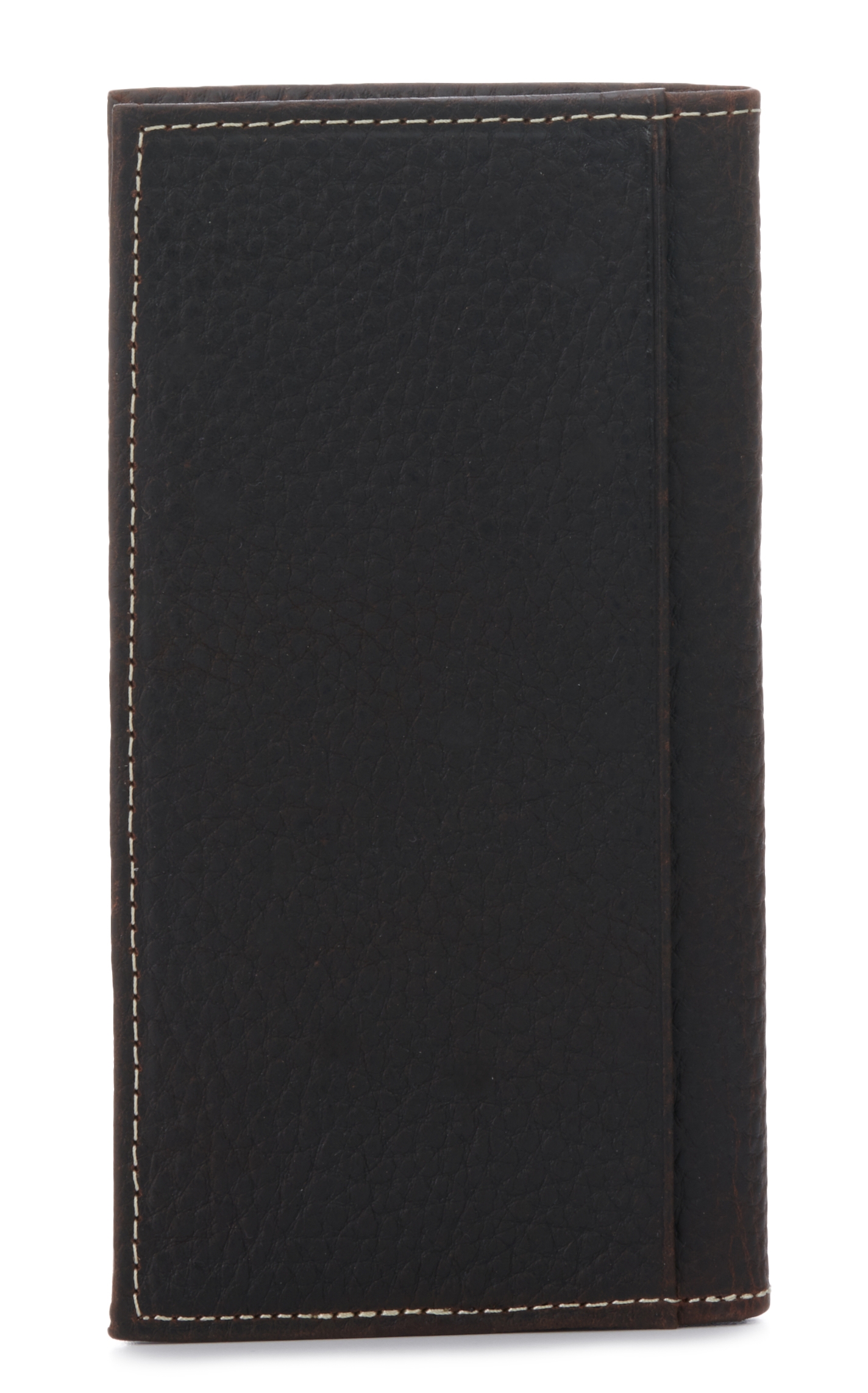 Ariat Men's Dark Brown Grain Leather with Silver Logo Rodeo Wallet / Checkbook Cover - Image 1