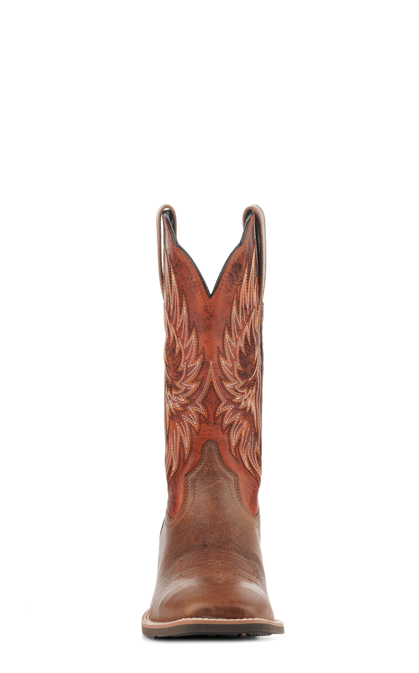 Ariat Men's Sport Rider Vintage Brown and Rustic Orange Wide Square Toe Cowboy Boots - Image 1